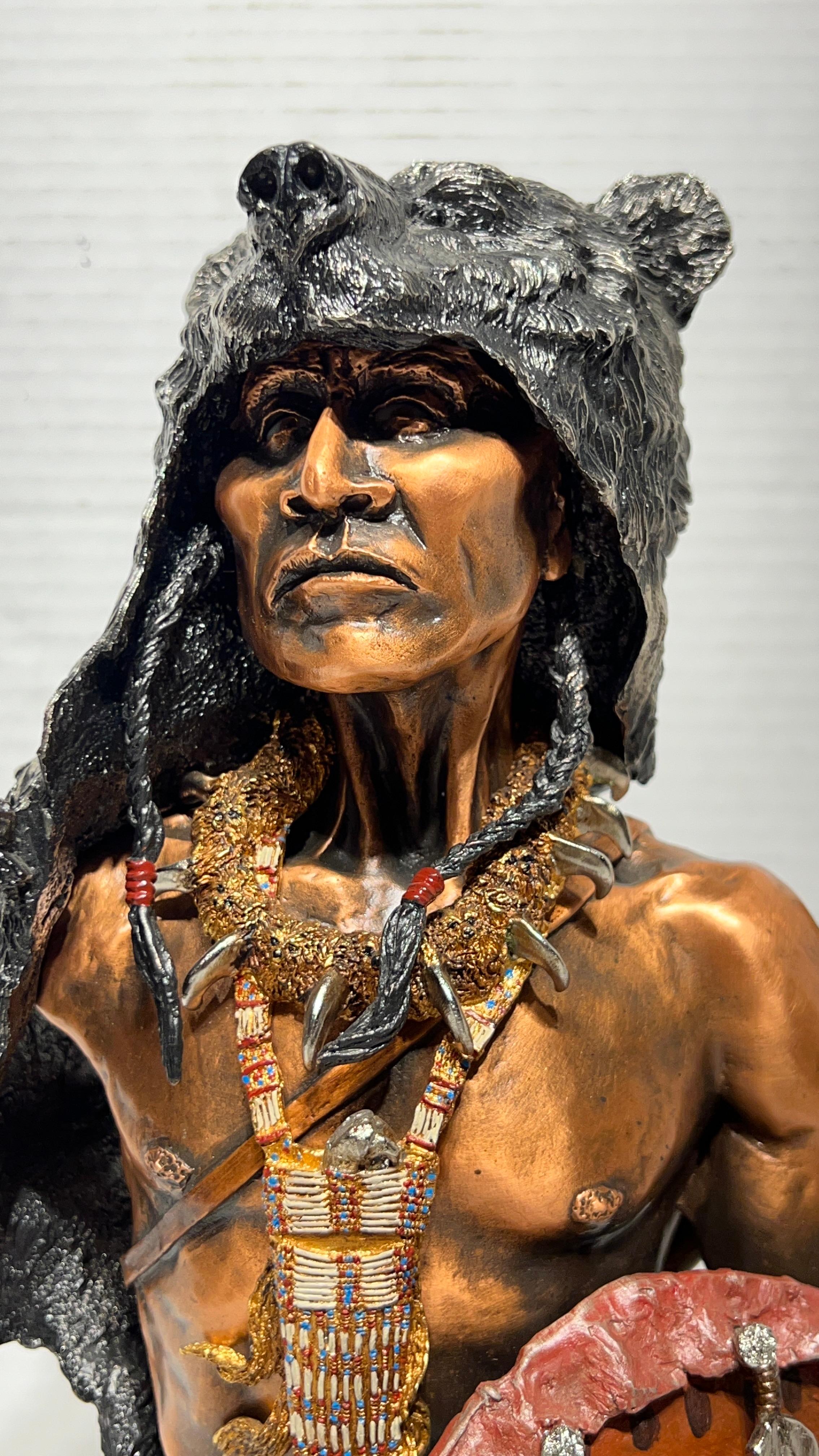 20th Century Chilmark Limited Edition Sculpture of American Indian Entitled Bear Vision