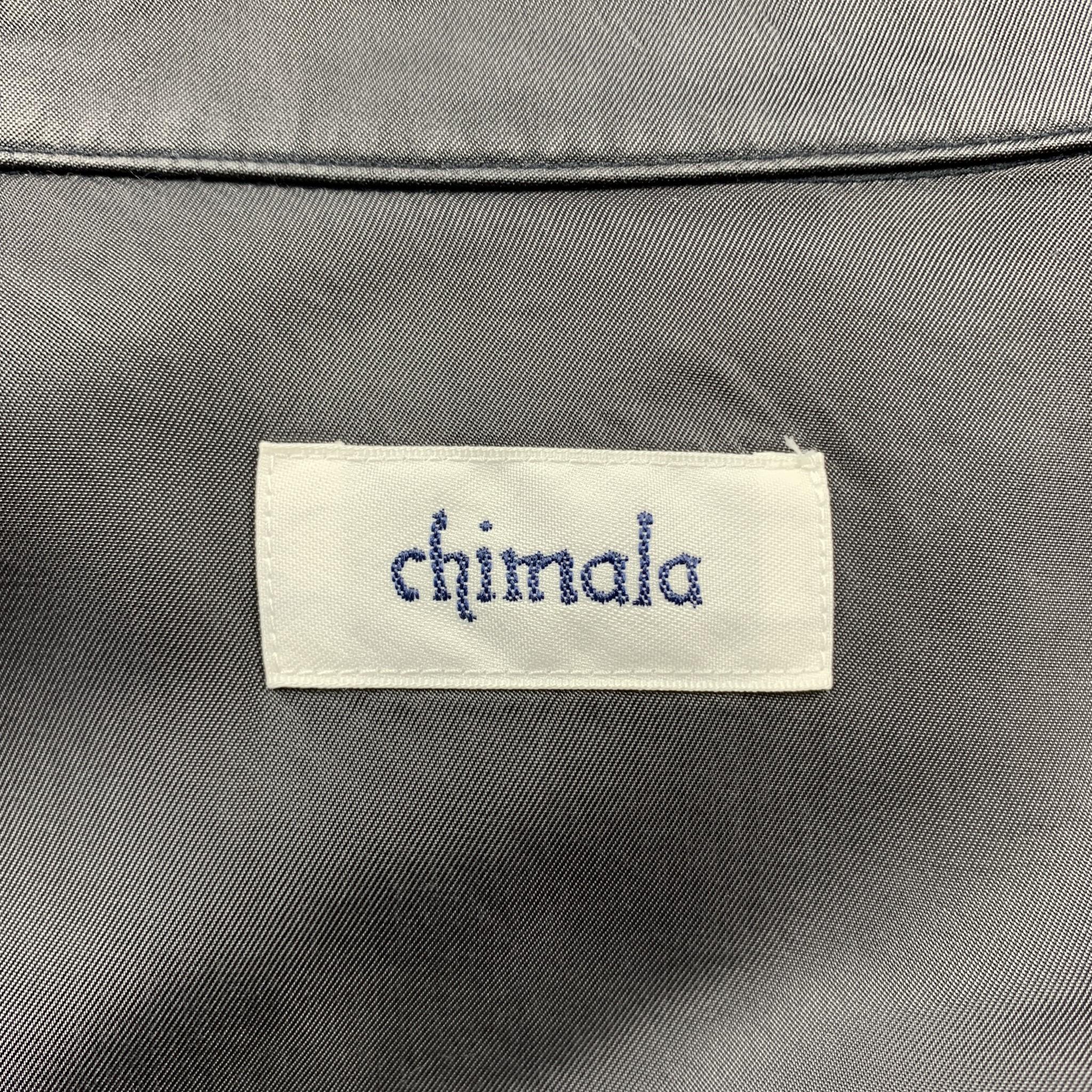 CHIMALA Size M Navy Solid Cotton Button Up Long Sleeve Shirt In Excellent Condition In San Francisco, CA