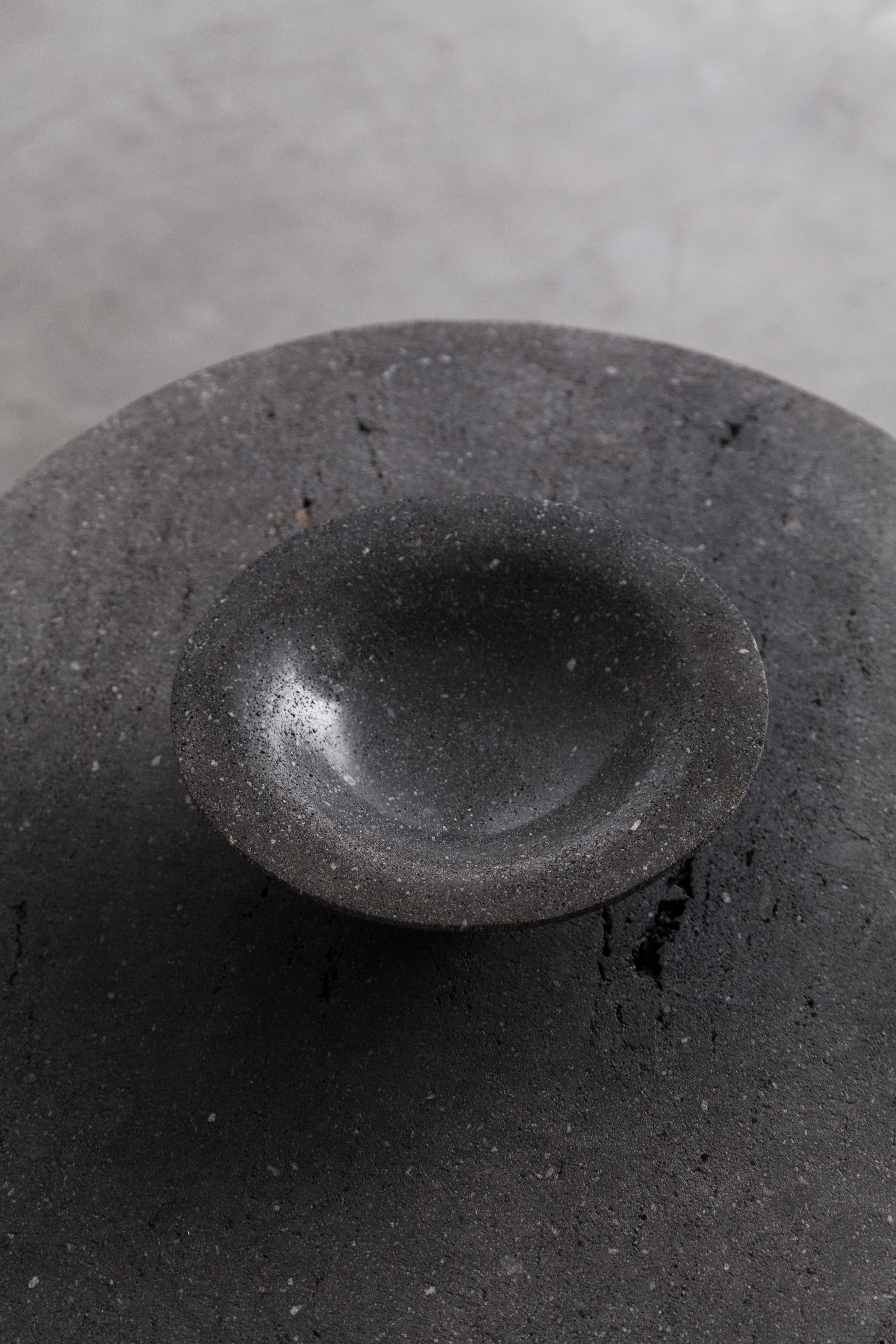 CHIMBORAZO Decorative Volcanic Stone Bowl with Bronze Detail by ANDEAN, In Stock For Sale 1