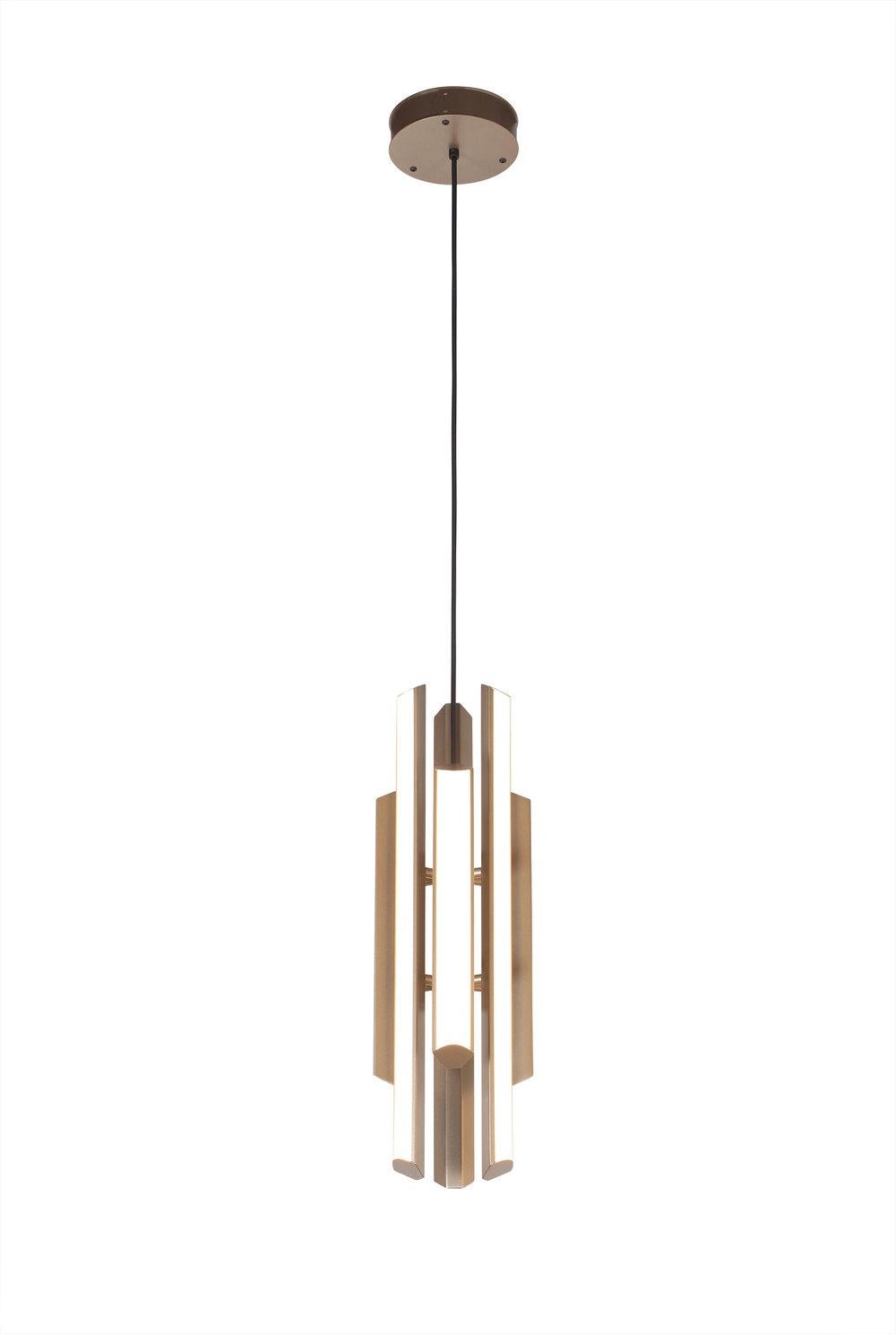 American Chime Pendant 23, Geometric Modern Vertical Chandelier LED Light Fixture For Sale