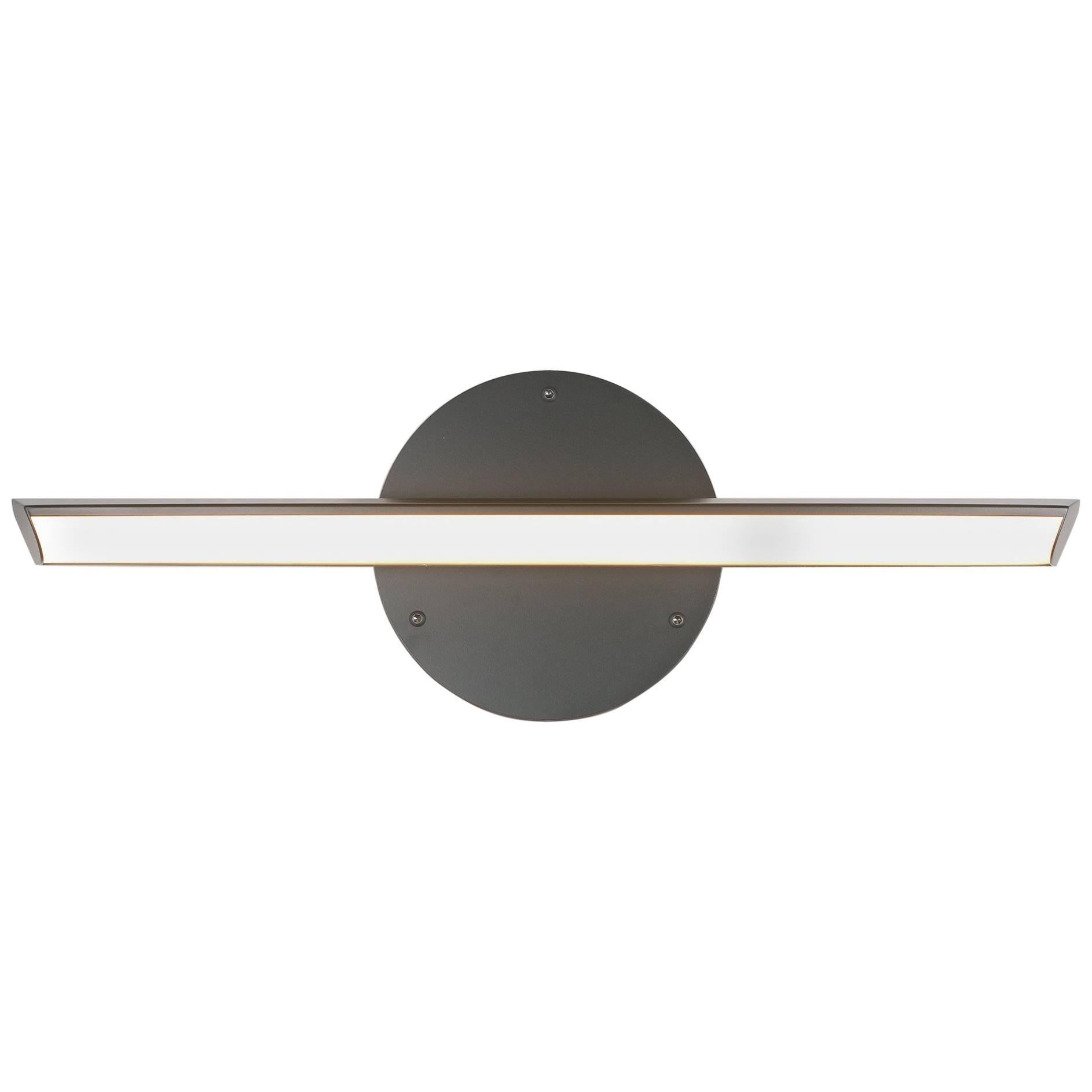 CHIME SOLO is inspired by the harmonious sound of a resonating bell. CHIME SOLO softly illuminates with a single horizontal bar of soft warm light. Available in two sizes, perfect for a vanity or hallway.

METAL FINISH
Powder-coat finish available
