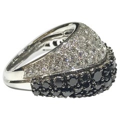 Chimento 18 Karat Gold Black and White Diamond Ring with 3.76 Carat Diamond