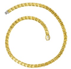 Chimento 18 Karat Gold Greek Key Geometric Square Link Reversible Necklace