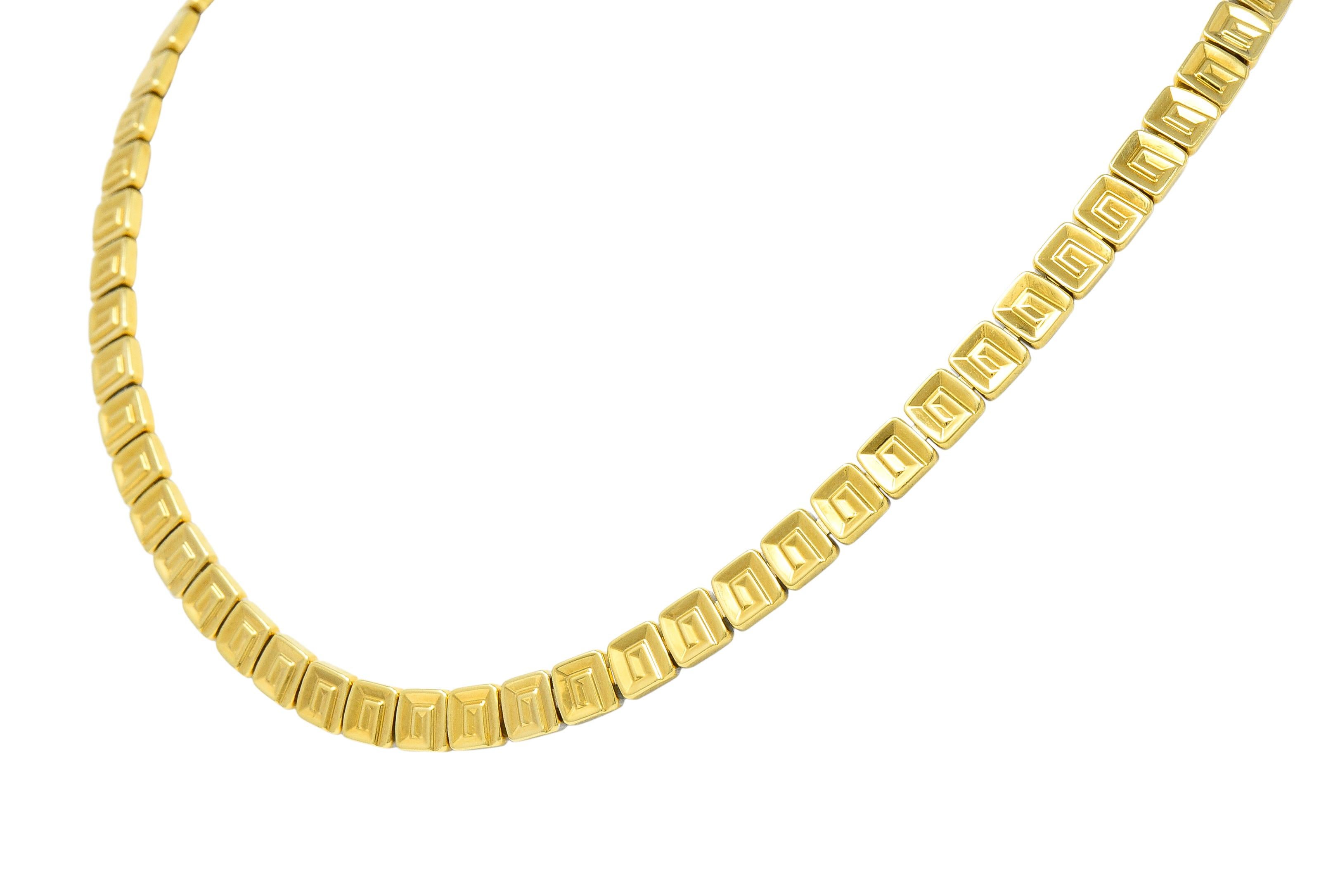 Contemporary Chimento 18 Karat Gold Greek Key Geometric Square Link Reversible Necklace
