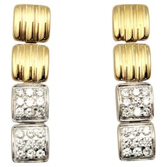 Chimento 18 Karat Gold Square Link Diamond Dangle Pierced Earrings F-G / VS1-2
