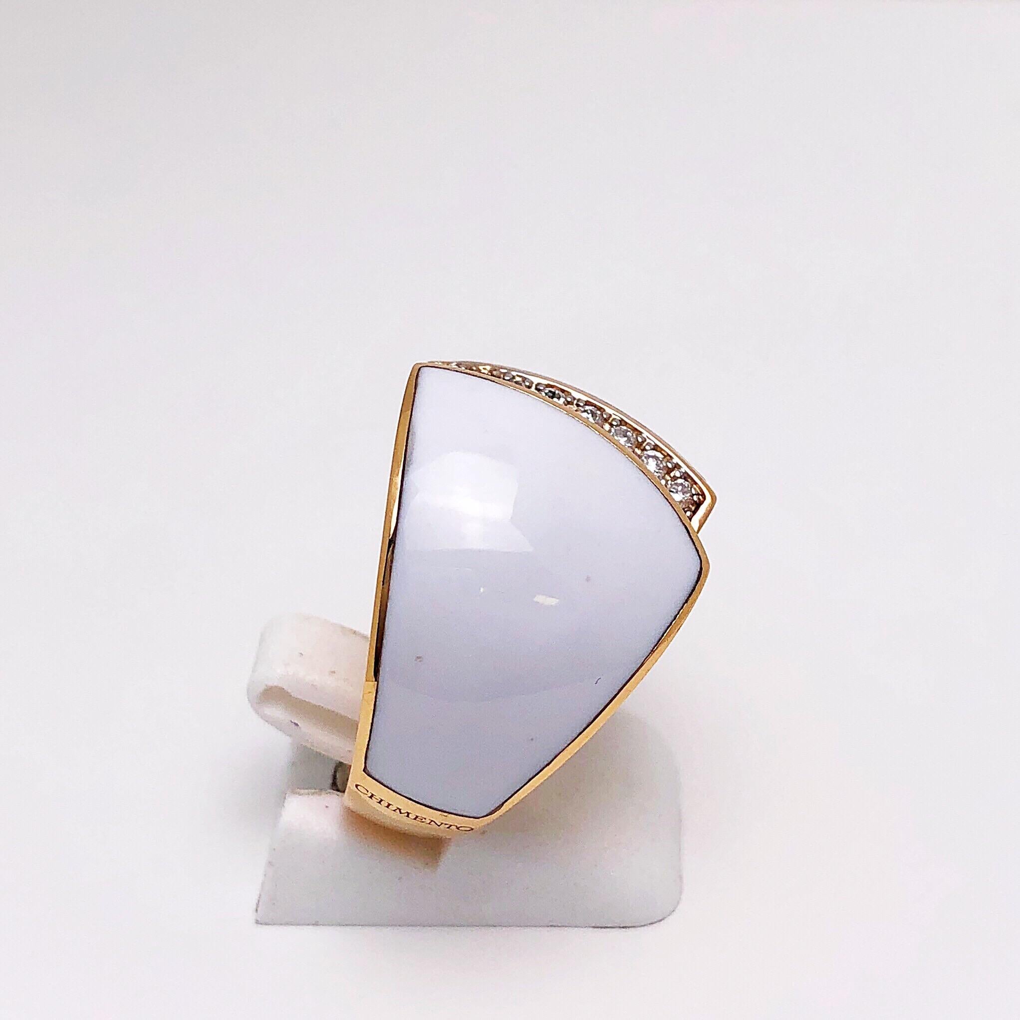 Chimento 18 Karat Rose Gold Desiderio Ring with White Agate and Diamonds In New Condition For Sale In New York, NY