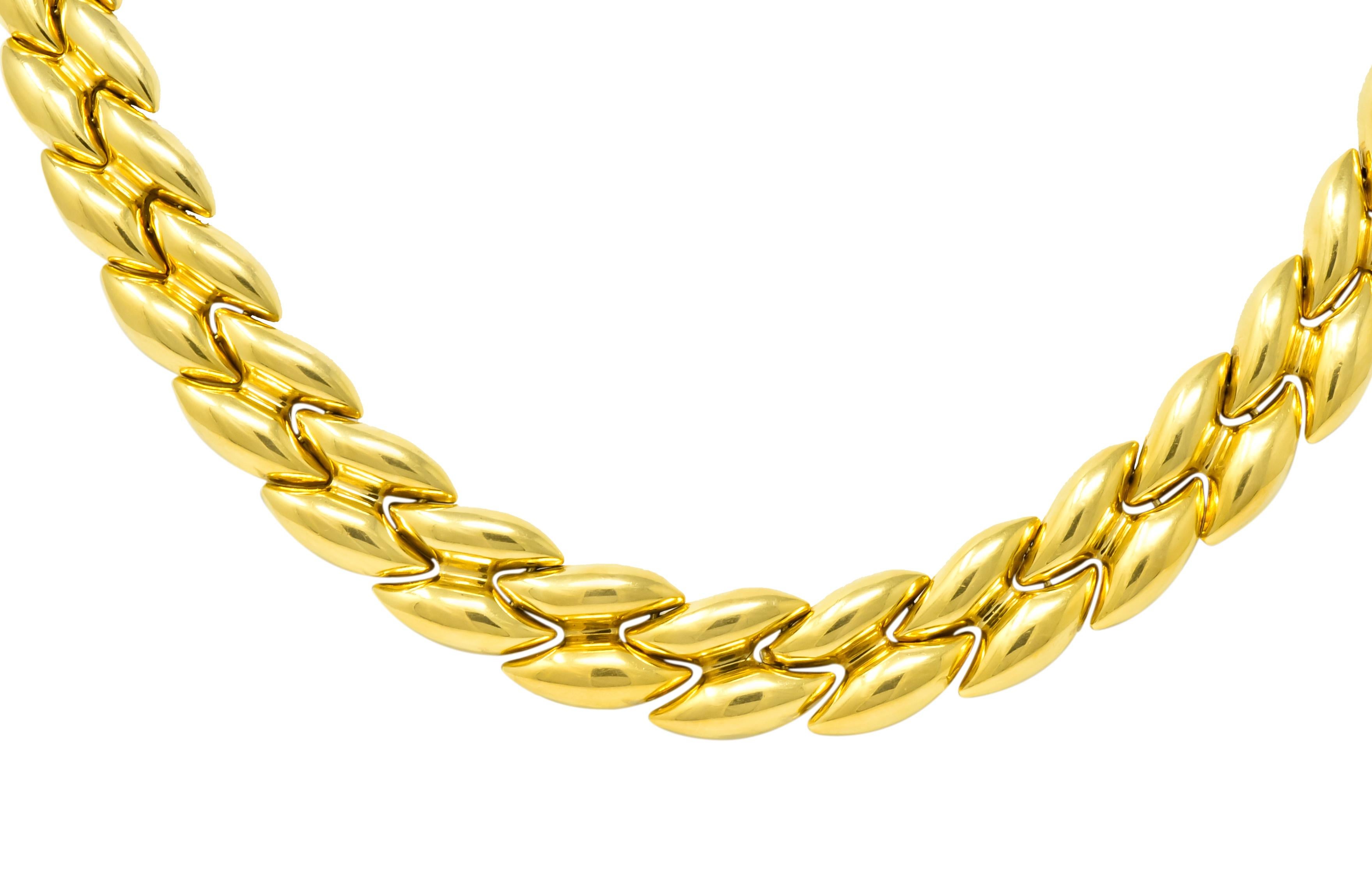 Women's or Men's Chimento 18 Karat Two-Tone Gold Italian Puffed Reversible Collar Necklace