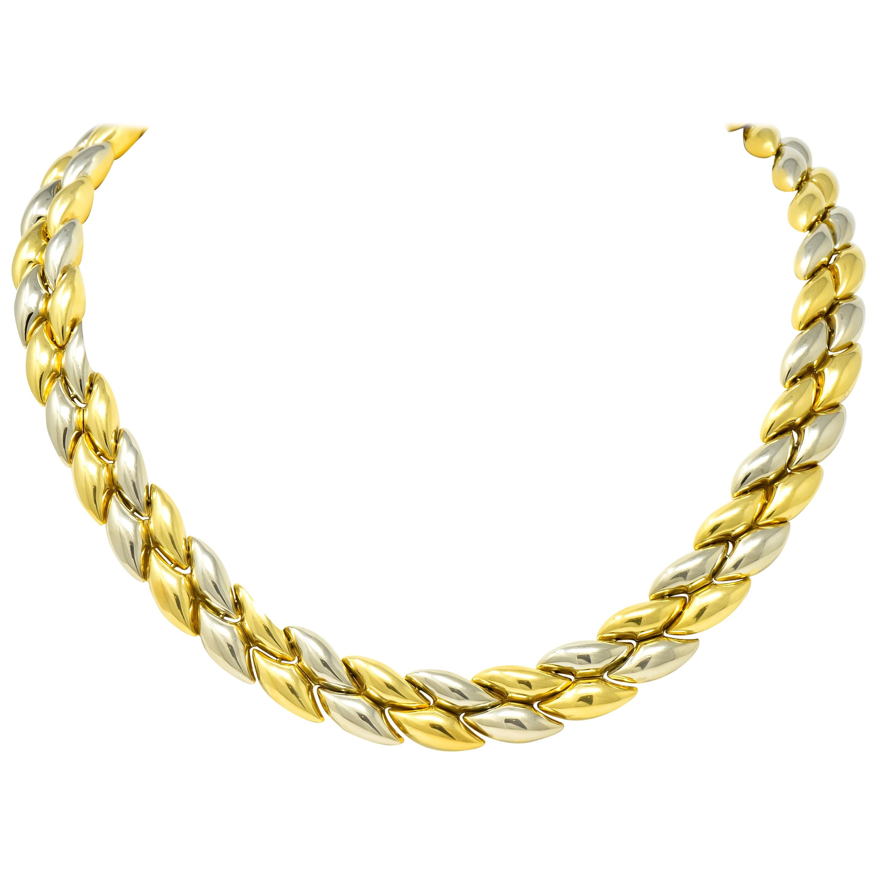Chimento 18 Karat Two-Tone Gold Italian Puffed Reversible Collar Necklace