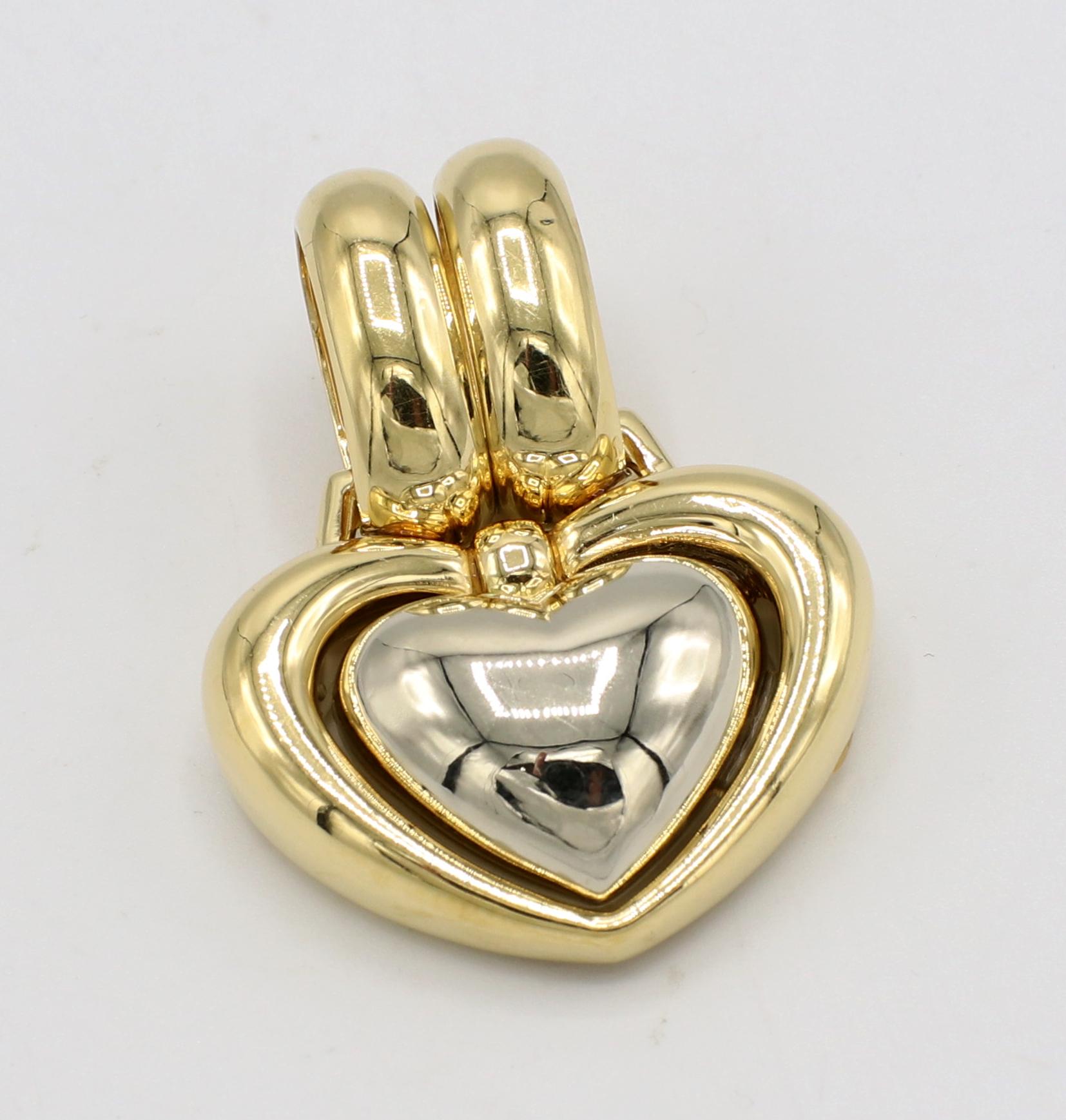 Chimento 18 Karat zweifarbiger, großer Herz Slide Enhancer-Anhänger Damen