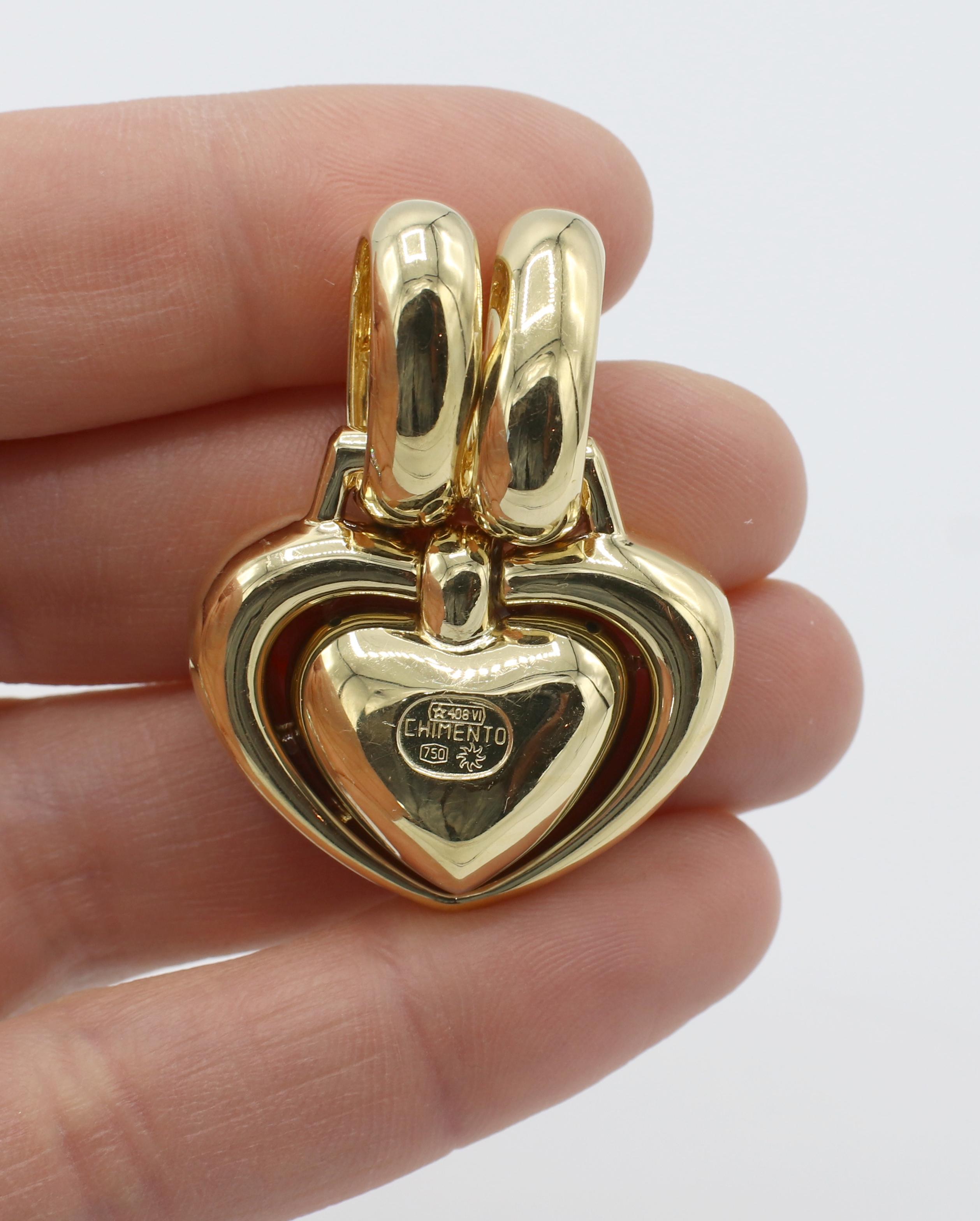Chimento 18 Karat Two, Tone Large Heart Slide Enhancer Pendant In Excellent Condition In  Baltimore, MD