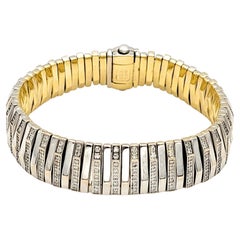 Chimento 18 Karat White and Yellow Gold Diamond Bar Link Bracelet 2.52 Carats