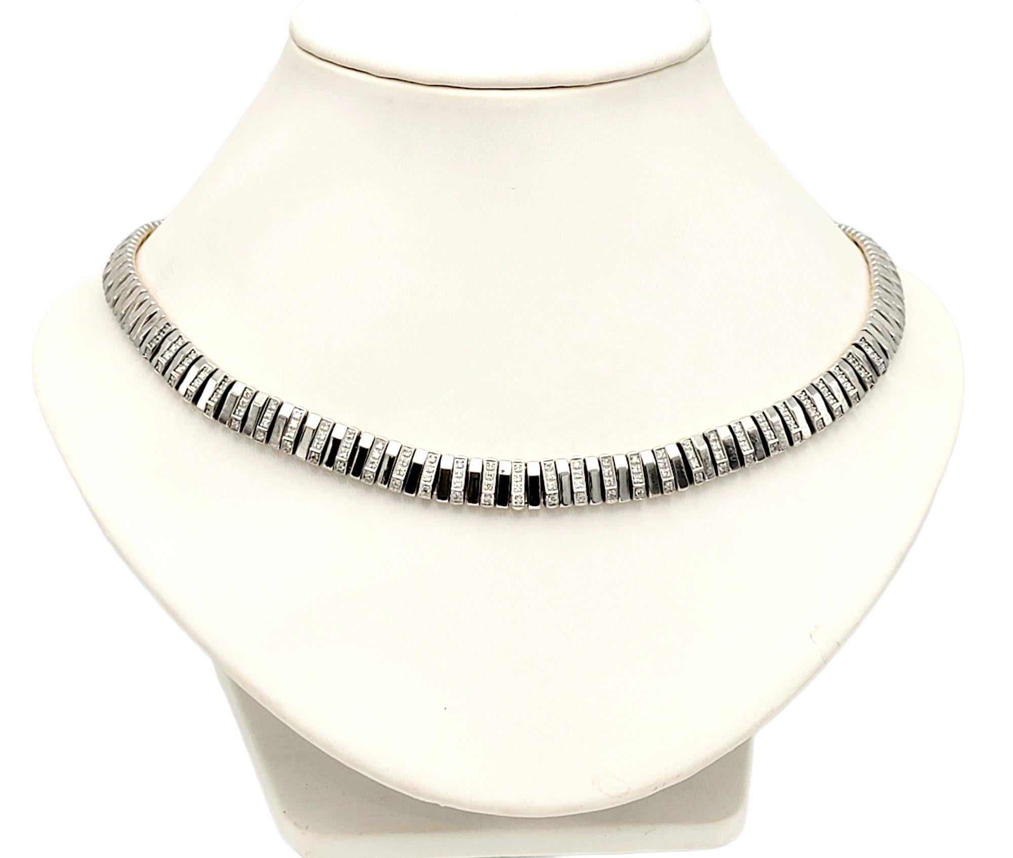 Chimento 18 Karat White and Yellow Gold Diamond Bar Link Collar Necklace 4