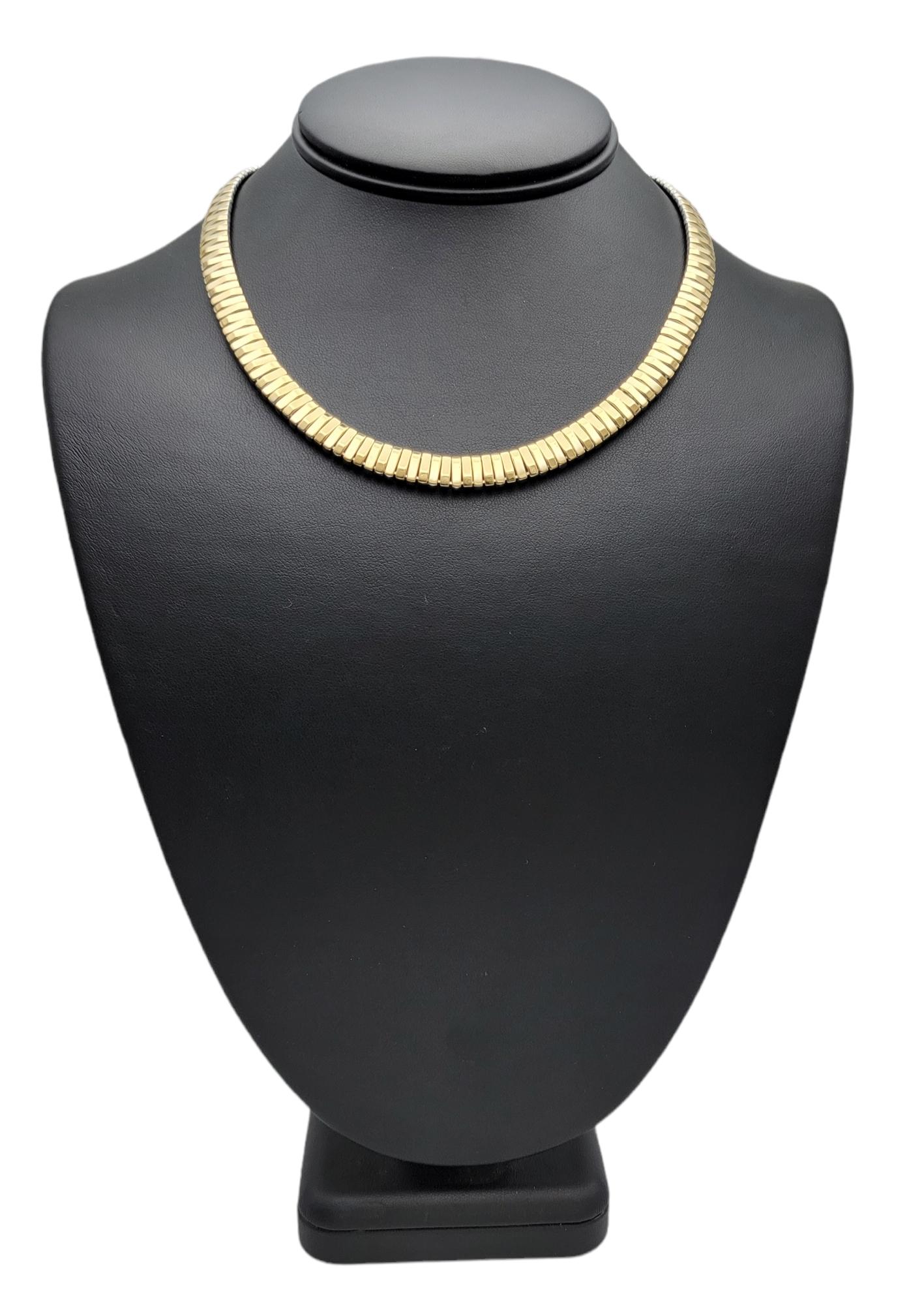 Chimento 18 Karat White and Yellow Gold Diamond Bar Link Collar Necklace 6