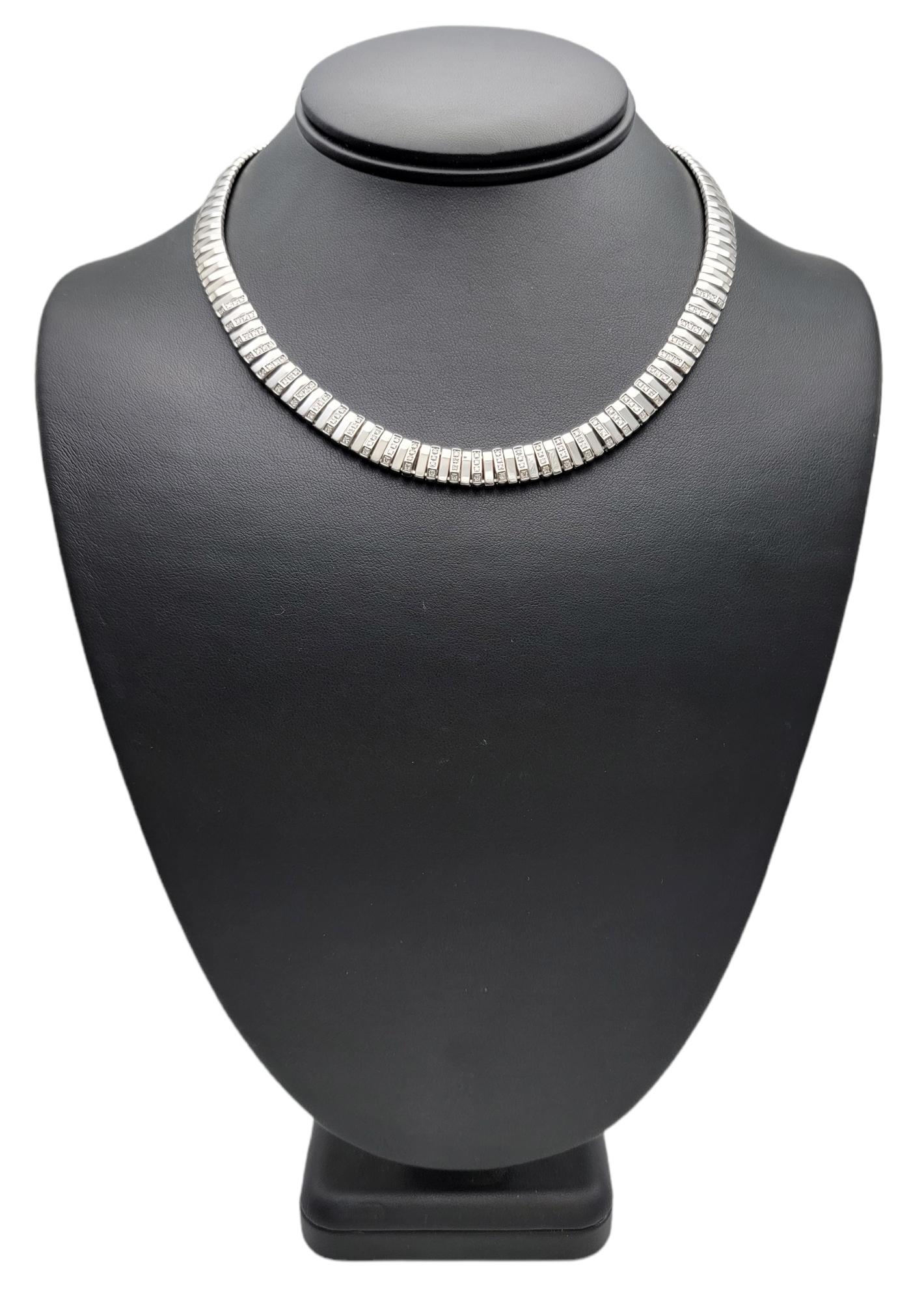 Chimento 18 Karat White and Yellow Gold Diamond Bar Link Collar Necklace 7