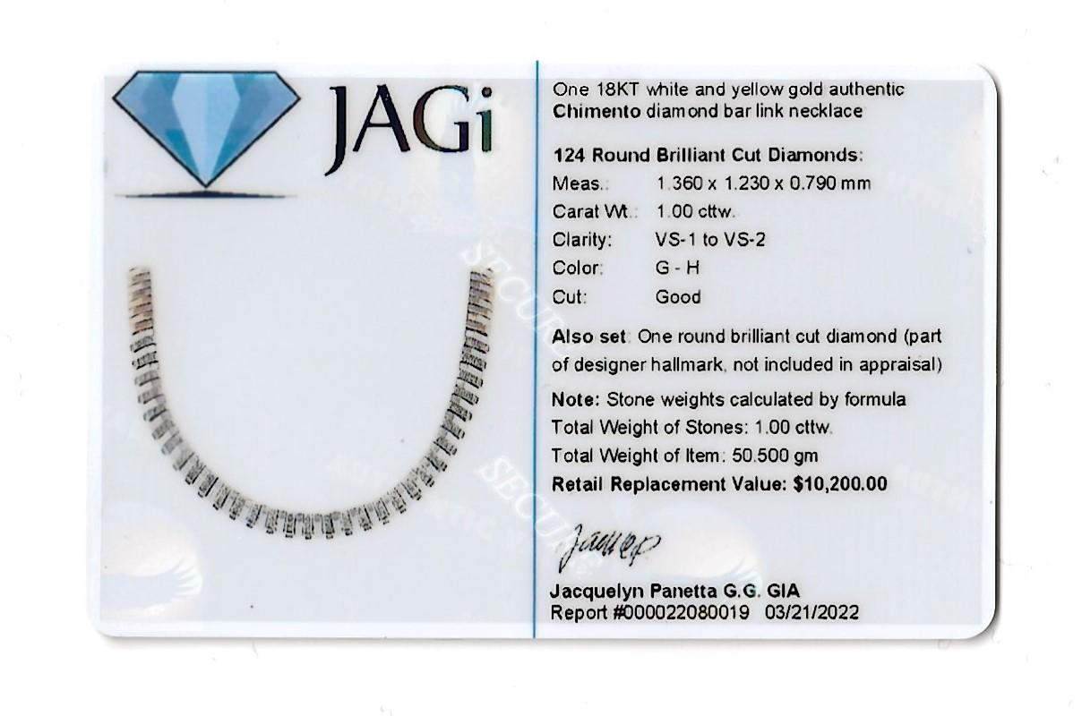 Chimento 18 Karat White and Yellow Gold Diamond Bar Link Collar Necklace 8