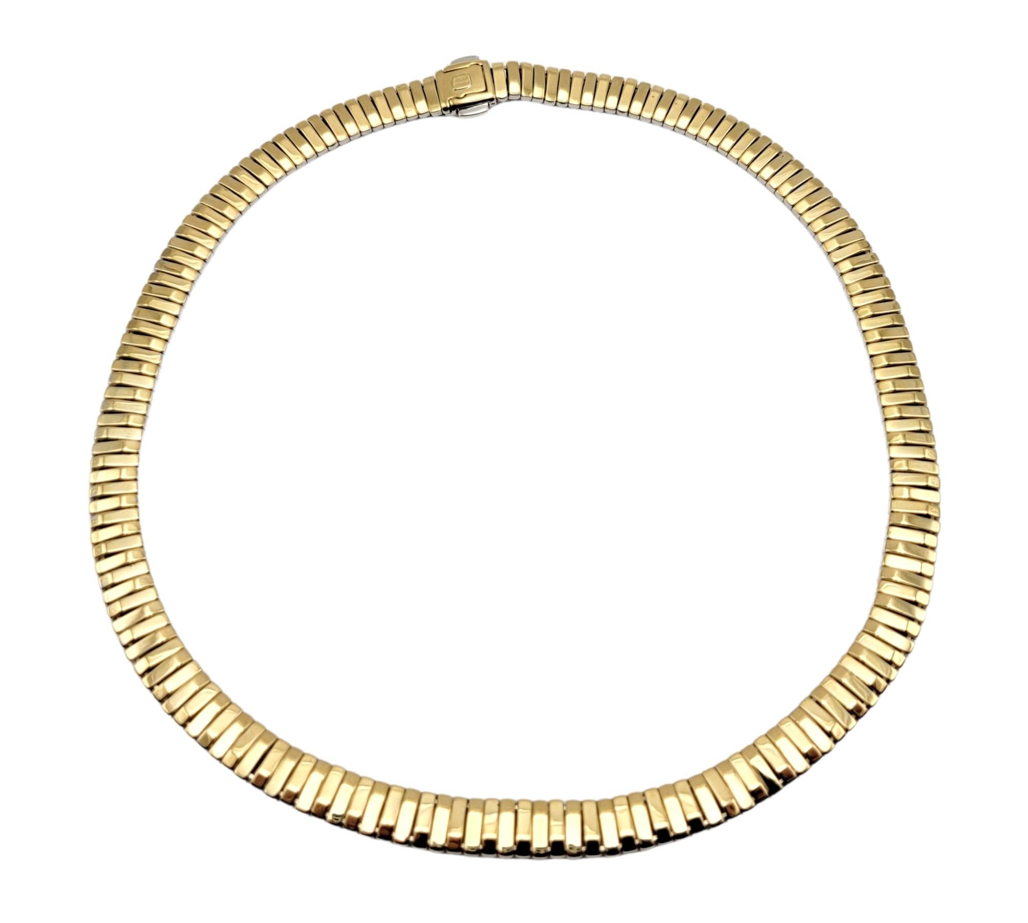 Round Cut Chimento 18 Karat White and Yellow Gold Diamond Bar Link Collar Necklace
