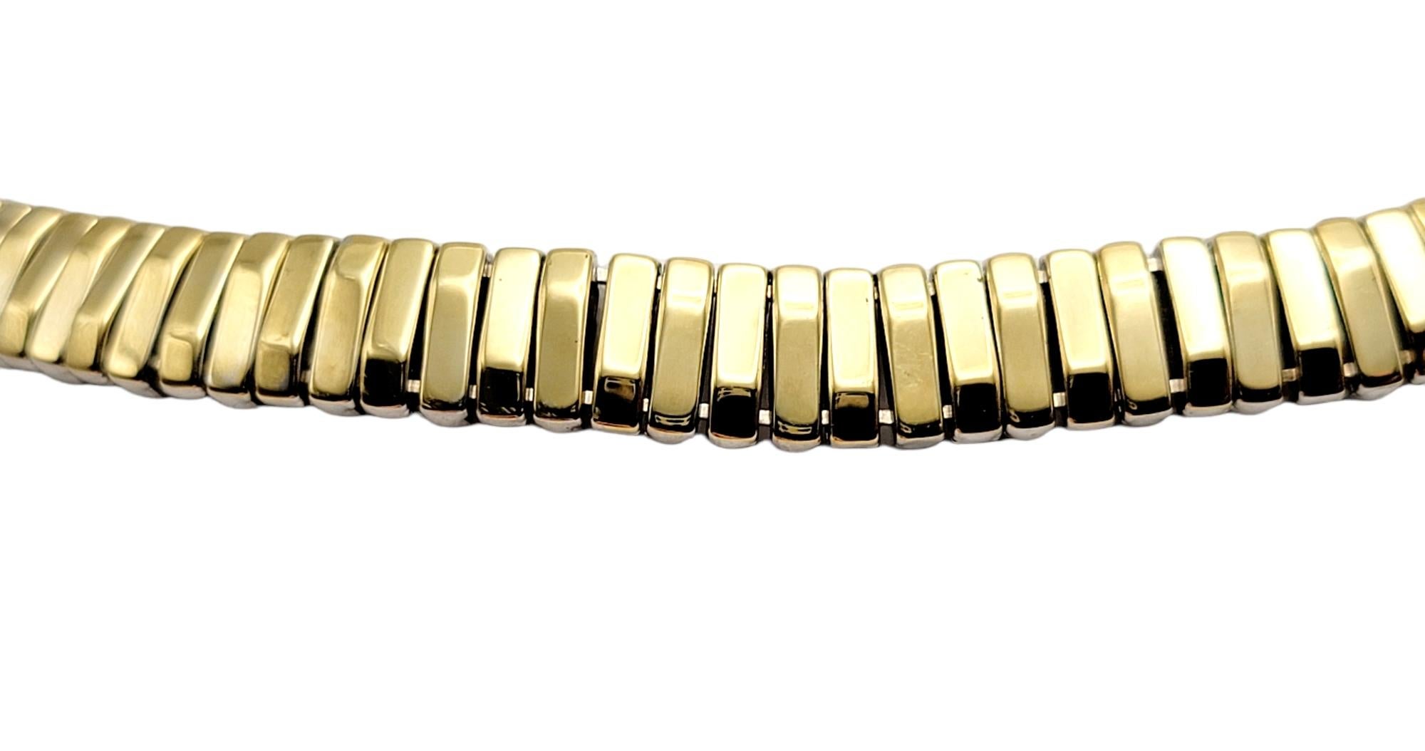 Chimento 18 Karat White and Yellow Gold Diamond Bar Link Collar Necklace In Good Condition In Scottsdale, AZ