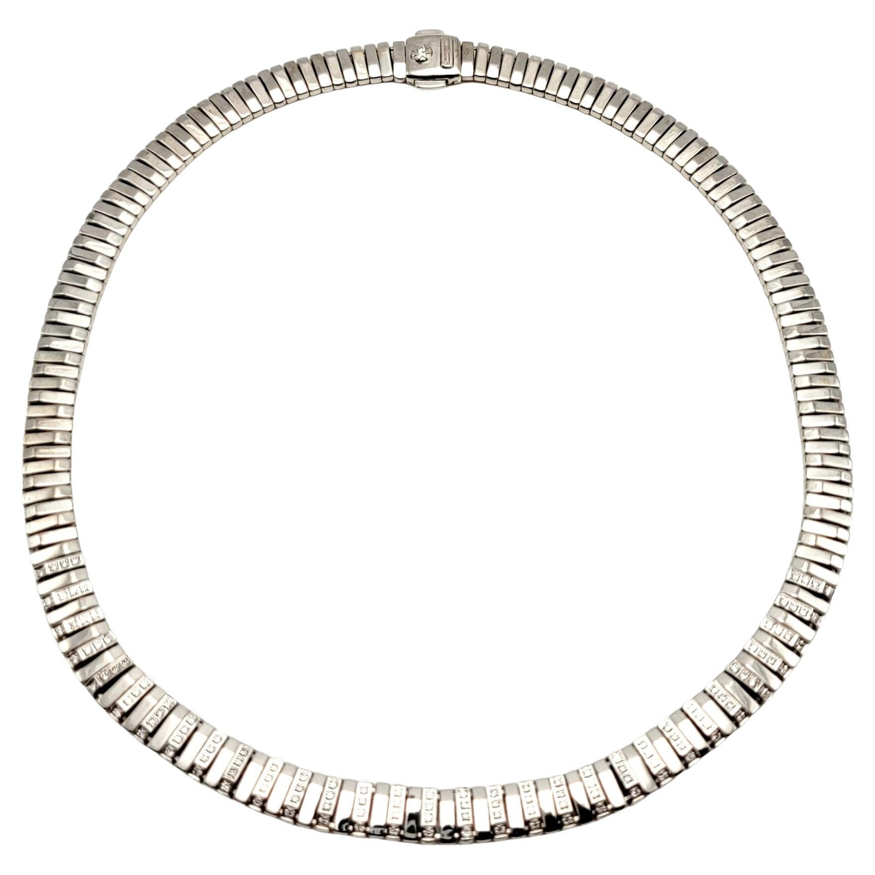 Chimento 18 Karat White and Yellow Gold Diamond Bar Link Collar Necklace