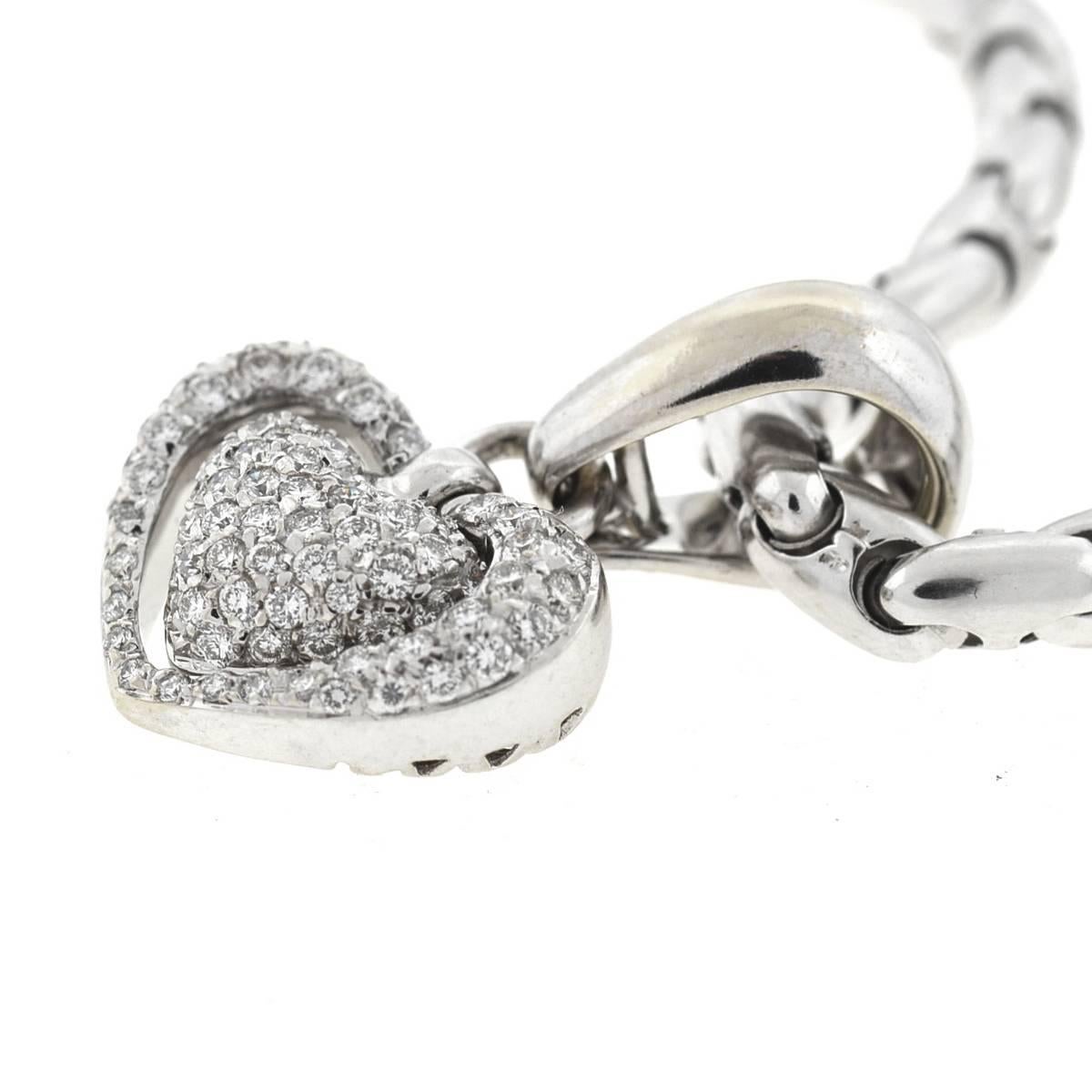 Women's Chimento 18 Karat White Gold Pave Diamond Heart Necklace
