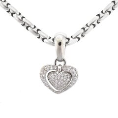 Chimento 18 Karat White Gold Pave Diamond Heart Necklace