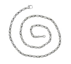 Chimento 18 Karat White Gold Puffed Mariner Link Vintage Chain Necklace