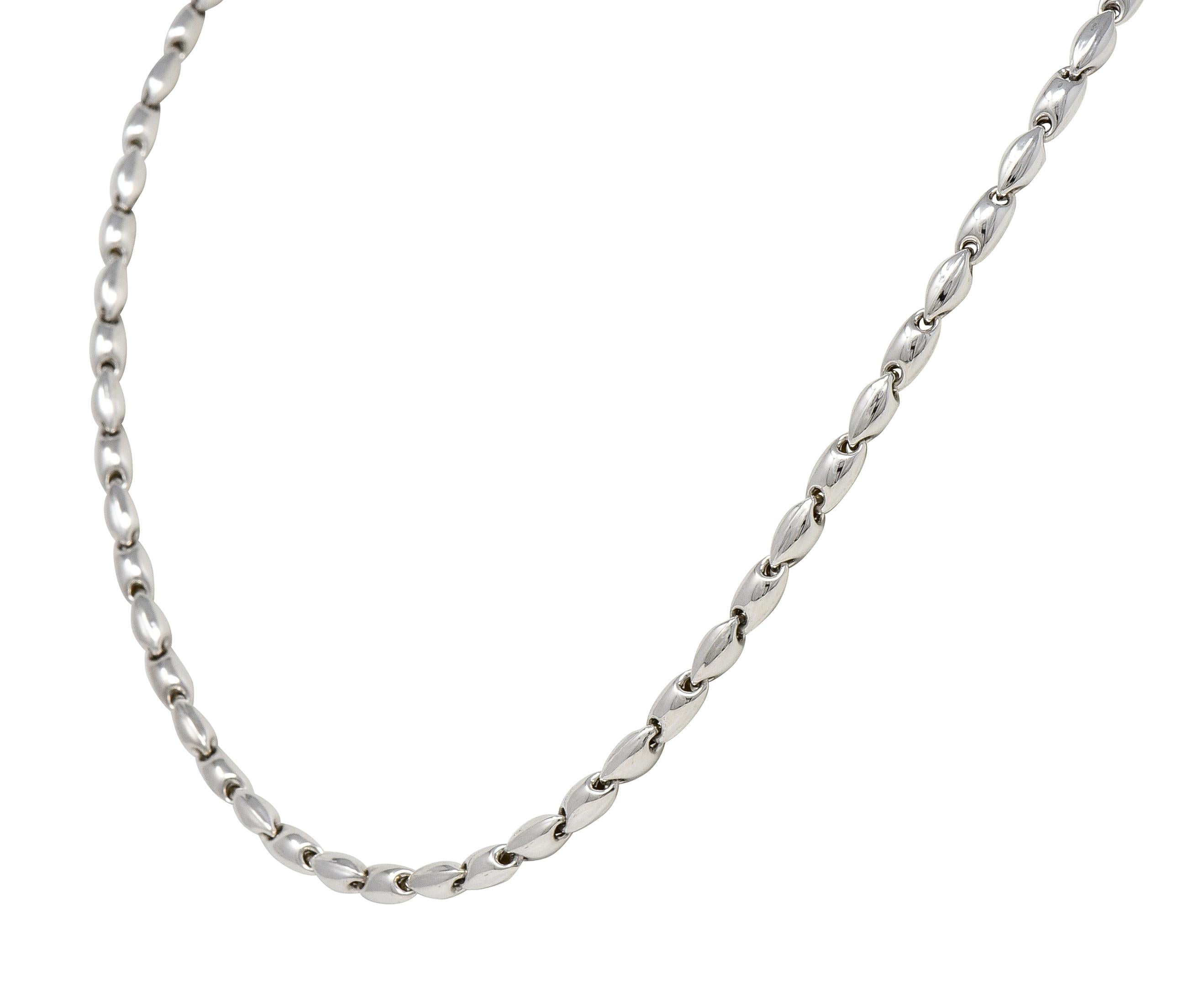 Chimento 18 Karat White Gold Puffed Mariner Link Vintage Chain Necklace In Excellent Condition In Philadelphia, PA