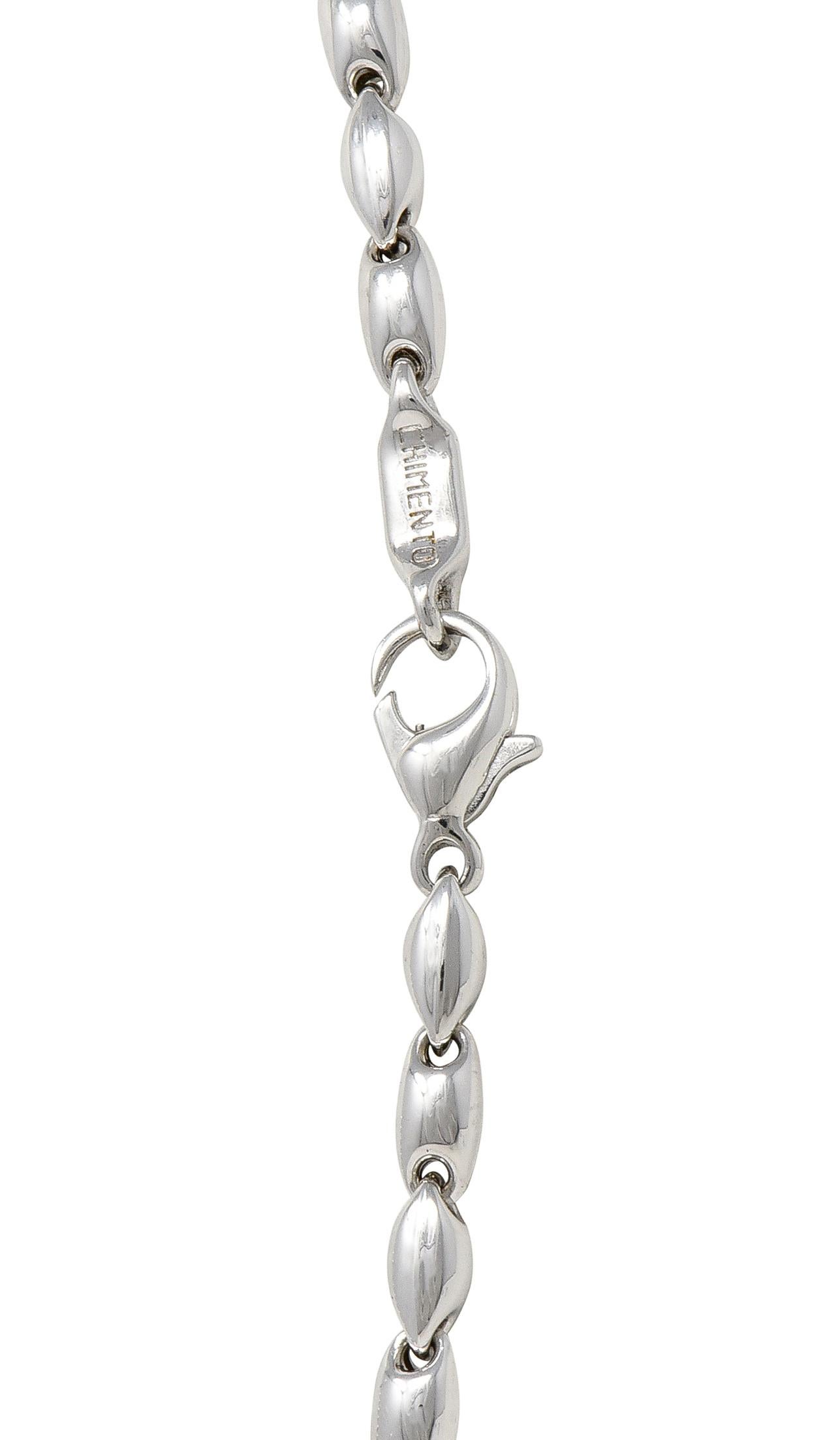 Chimento 18 Karat White Gold Puffed Mariner Link Vintage Chain Necklace 2