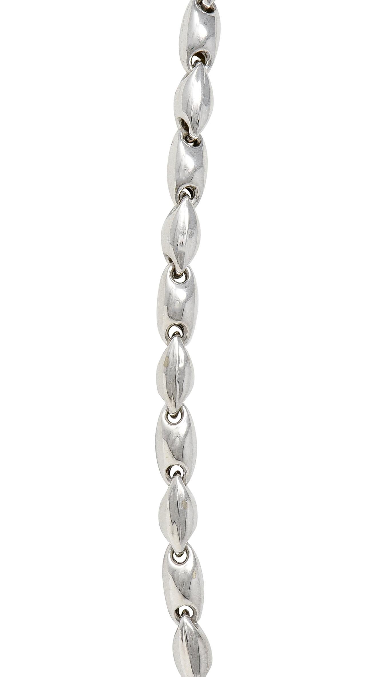 Chimento 18 Karat White Gold Puffed Mariner Link Vintage Chain Necklace 3