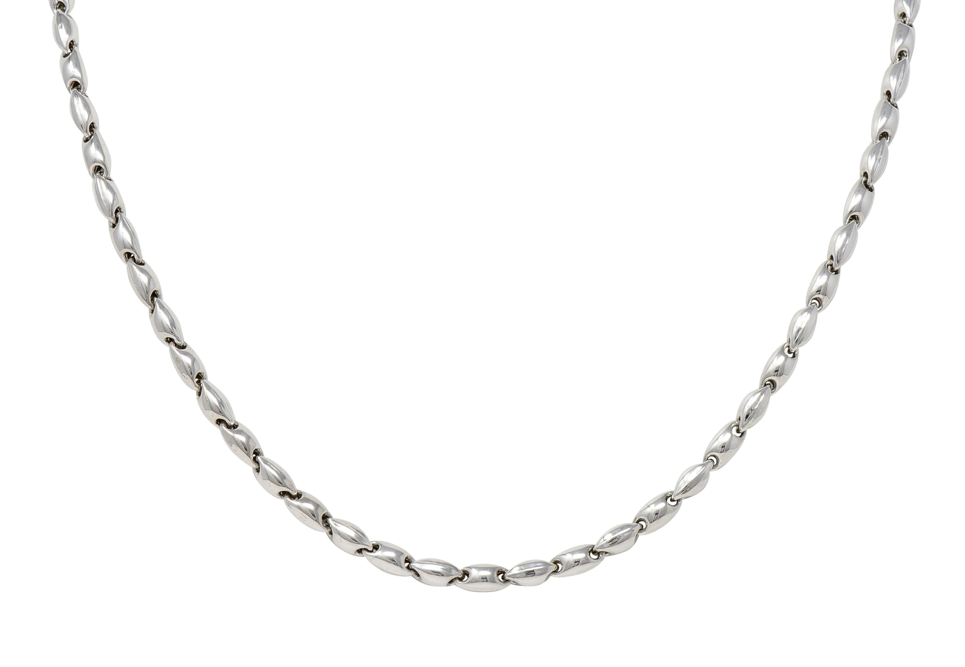 Chimento 18 Karat White Gold Puffed Mariner Link Vintage Chain Necklace 4