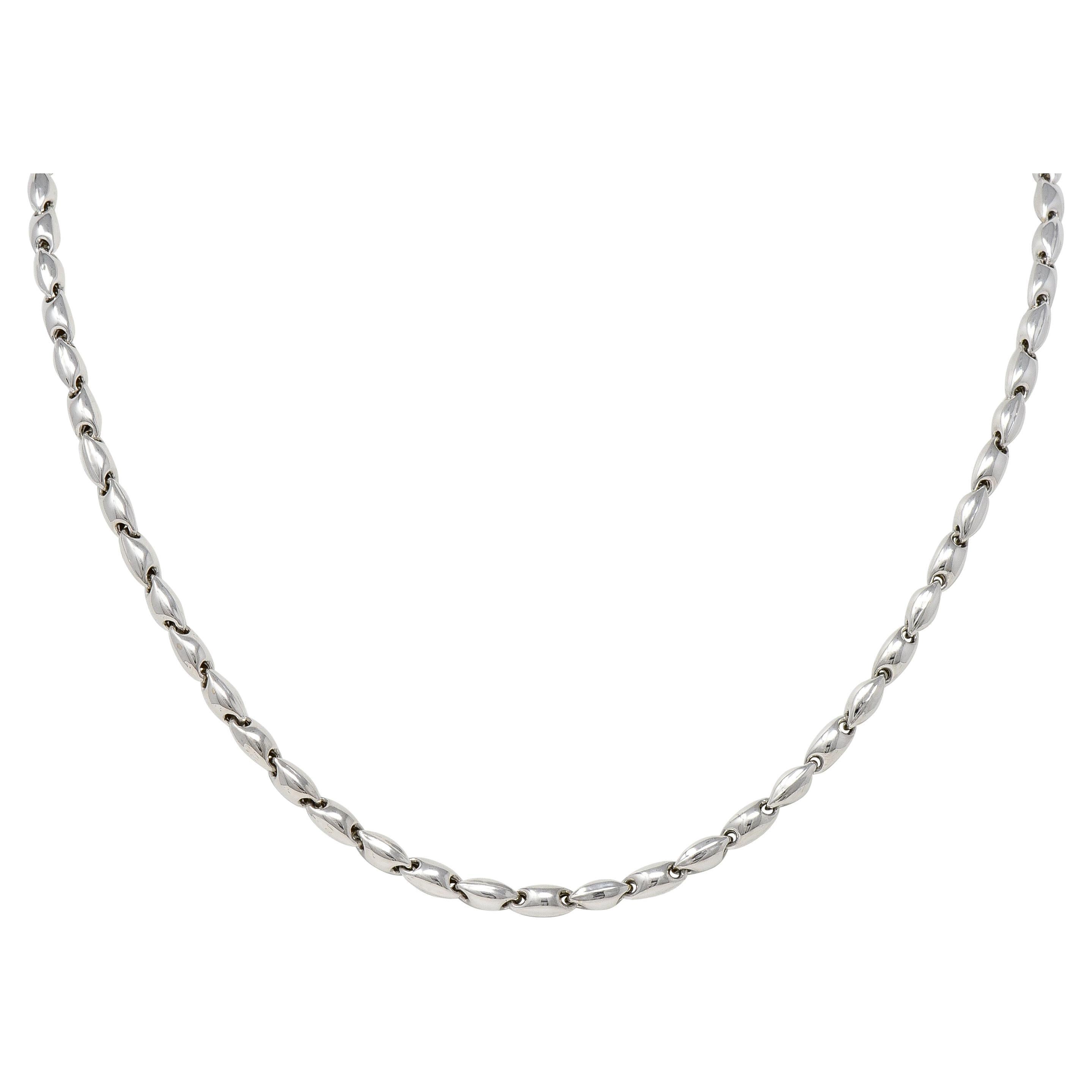 Chimento 18 Karat White Gold Puffed Mariner Link Vintage Chain Necklace