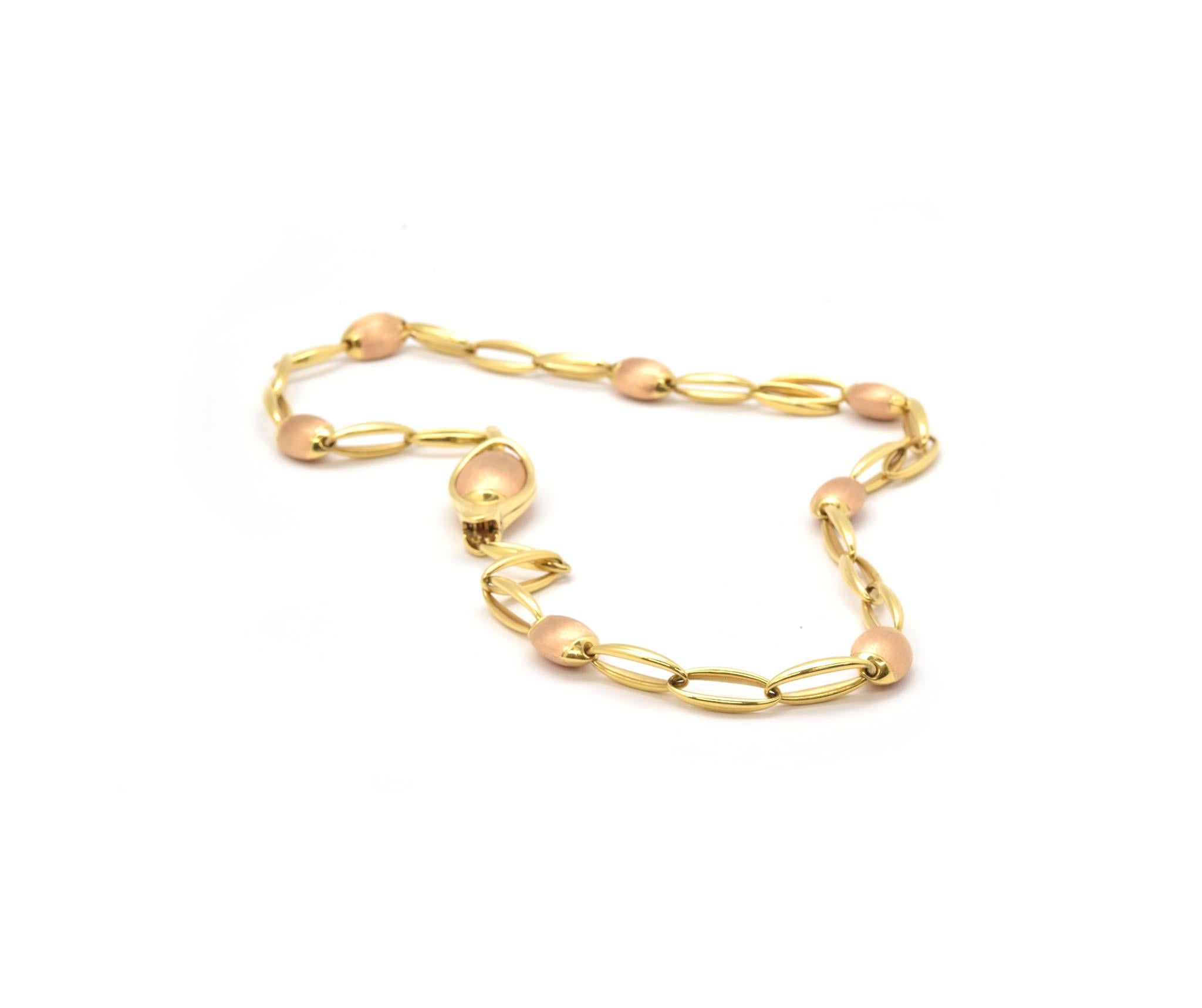 Contemporary Chimento 18 Karat Yellow and Rose Gold Oval Link Chain Necklace