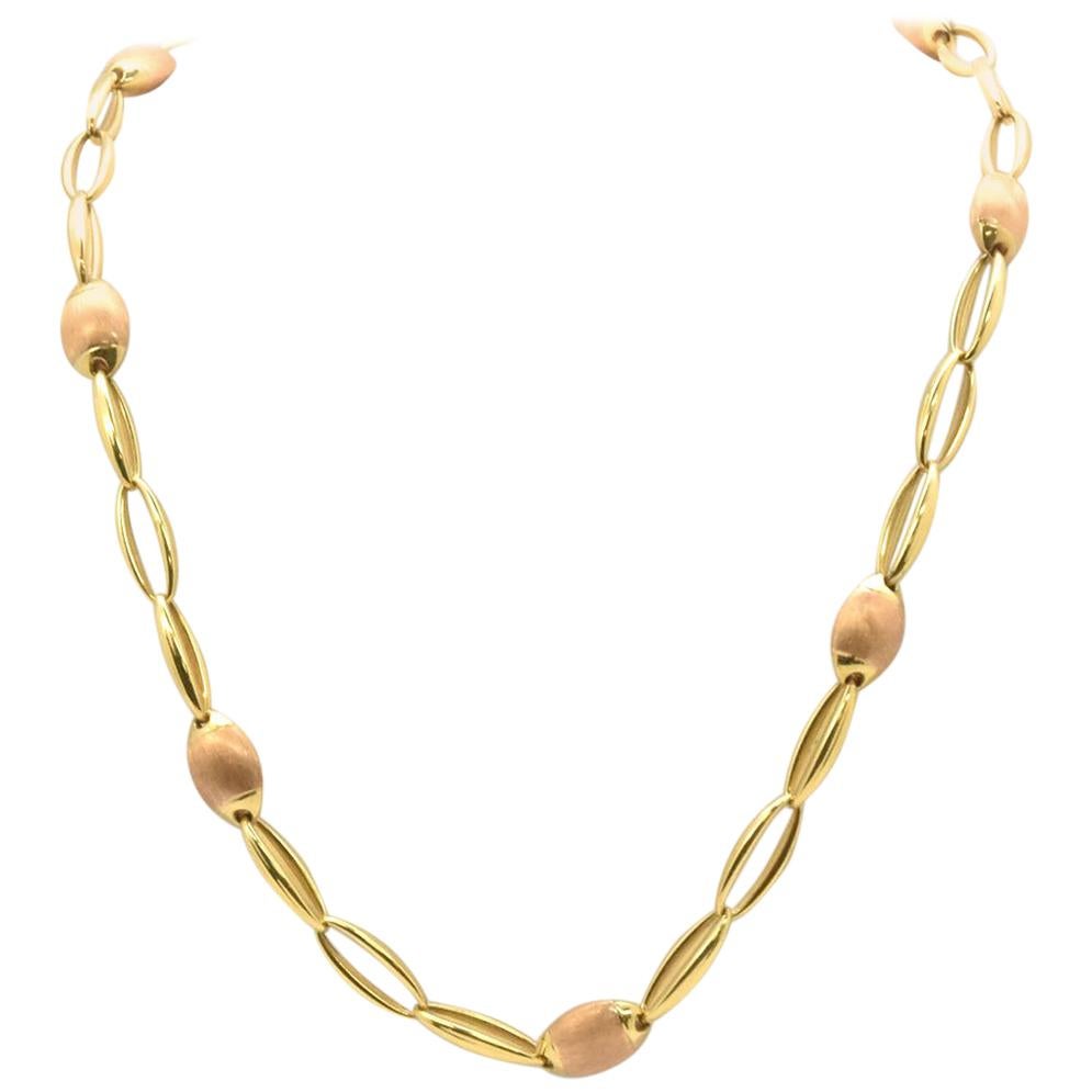 Chimento 18 Karat Yellow and Rose Gold Oval Link Chain Necklace