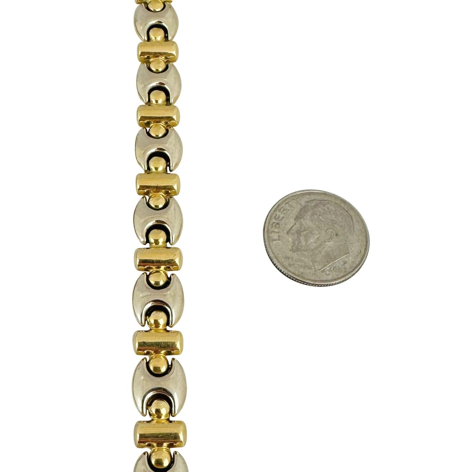 Women's or Men's Chimento 18 Karat Yellow and White Gold Fancy Link Bracelet Italy 