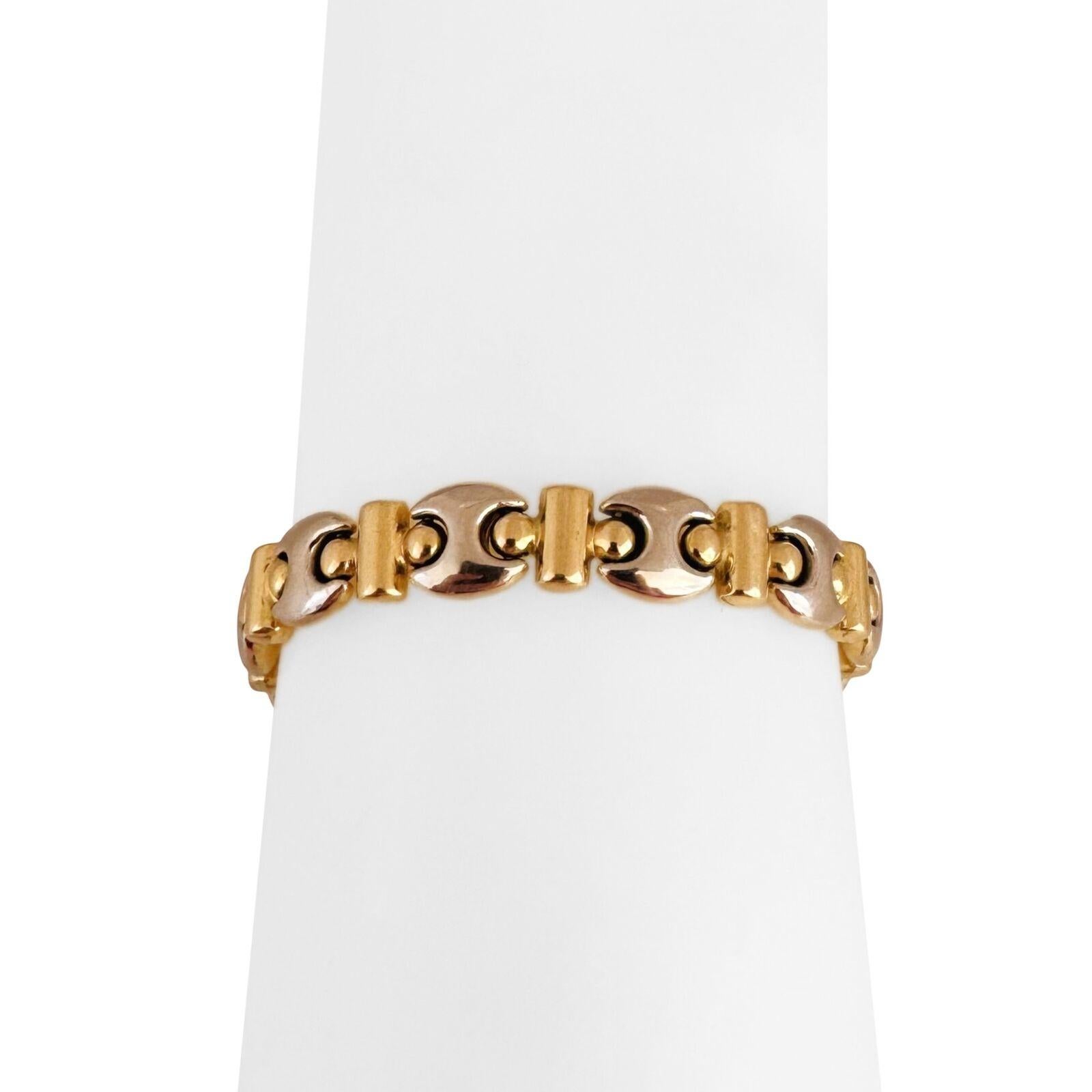 Chimento, bracelet à maillons fantaisie en or jaune et blanc 18 carats, Italie  3