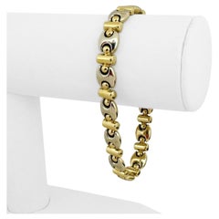 Chimento, bracelet à maillons fantaisie en or jaune et blanc 18 carats, Italie 