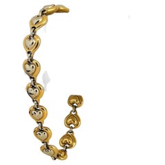 Chimento 18 Karat Yellow and White Gold Puffed Heart Link Bracelet Italy
