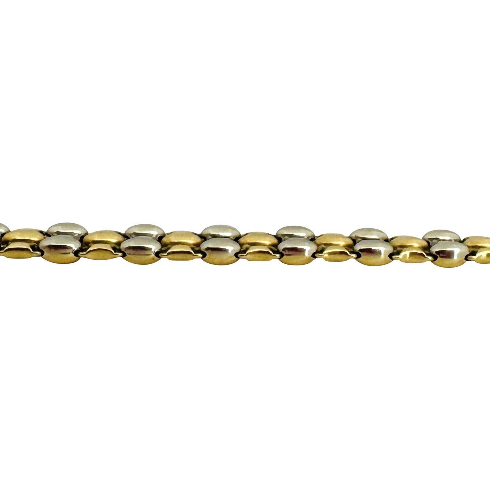 Chimento, bracelet à maillons fantaisie bicolore en or jaune et blanc 18 carats, Italie  Bon état à Guilford, CT
