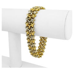 Chimento 18 Karat Gelb- und Weißgold zweifarbiges Fancy Link Armband Italien