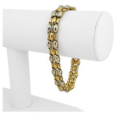 Chimento, bracelet à maillons fantaisie bicolore en or jaune et blanc 18 carats, Italie 