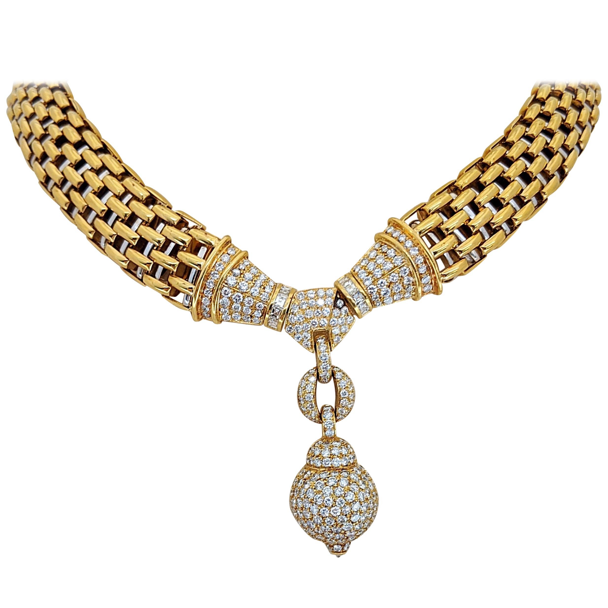 Chimento 18 Karat Yellow Gold and 5.88 Carat Diamonds Necklace