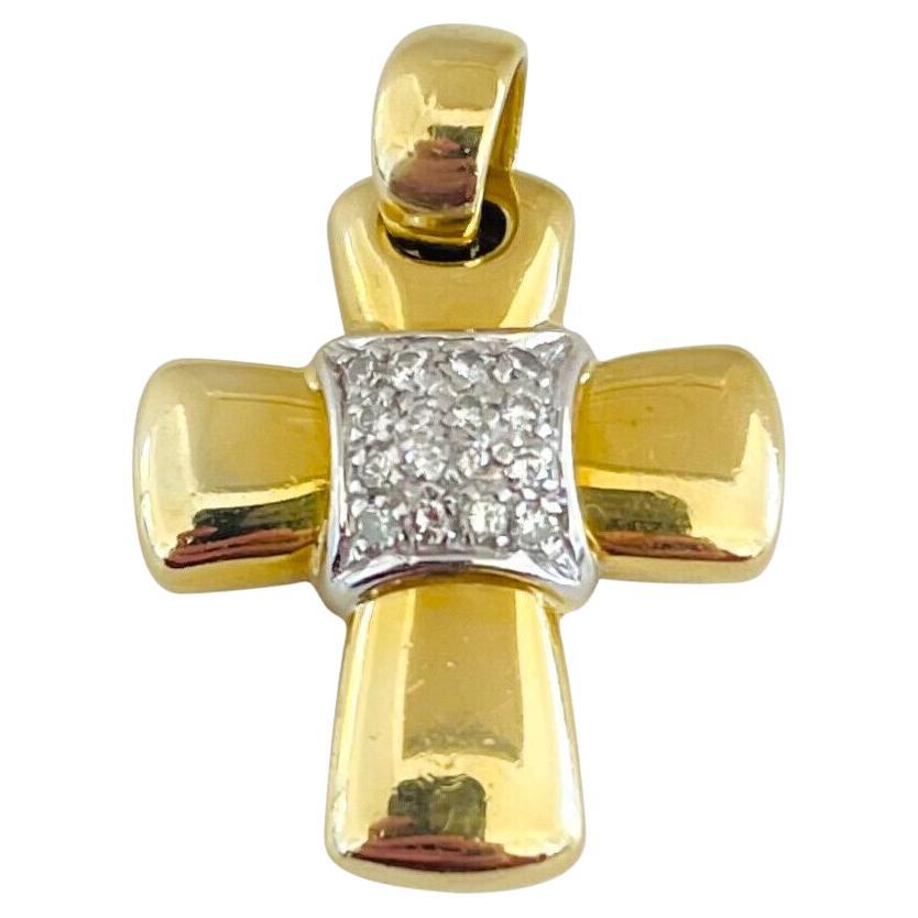 Chimento Pendentif croix en or jaune 18 carats et diamants, Italie