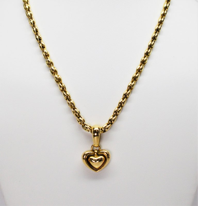 Chimento 18 Karat Yellow Gold Double Heart Pendant Enhancer Necklace at