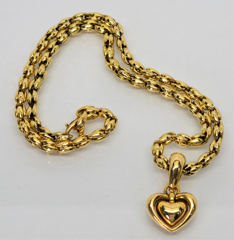 Chimento 18 Karat Yellow Gold Double Heart Pendant Enhancer Necklace at