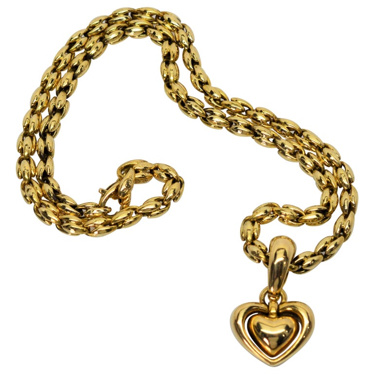 Chimento 18 Karat Yellow Gold Double Heart Pendant Enhancer Necklace at