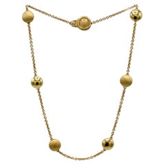 Chimento 18 Karat Yellow Gold Natural Diamond Beaded Station Link Necklace
