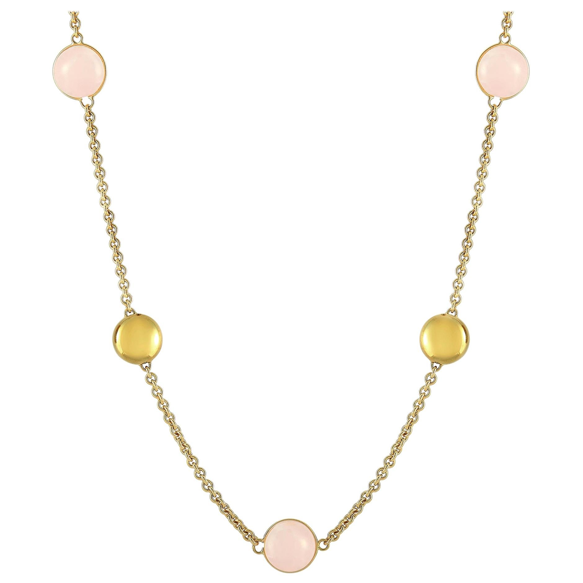 Chimento 18 Karat Yellow Gold Rose Quartz Necklace