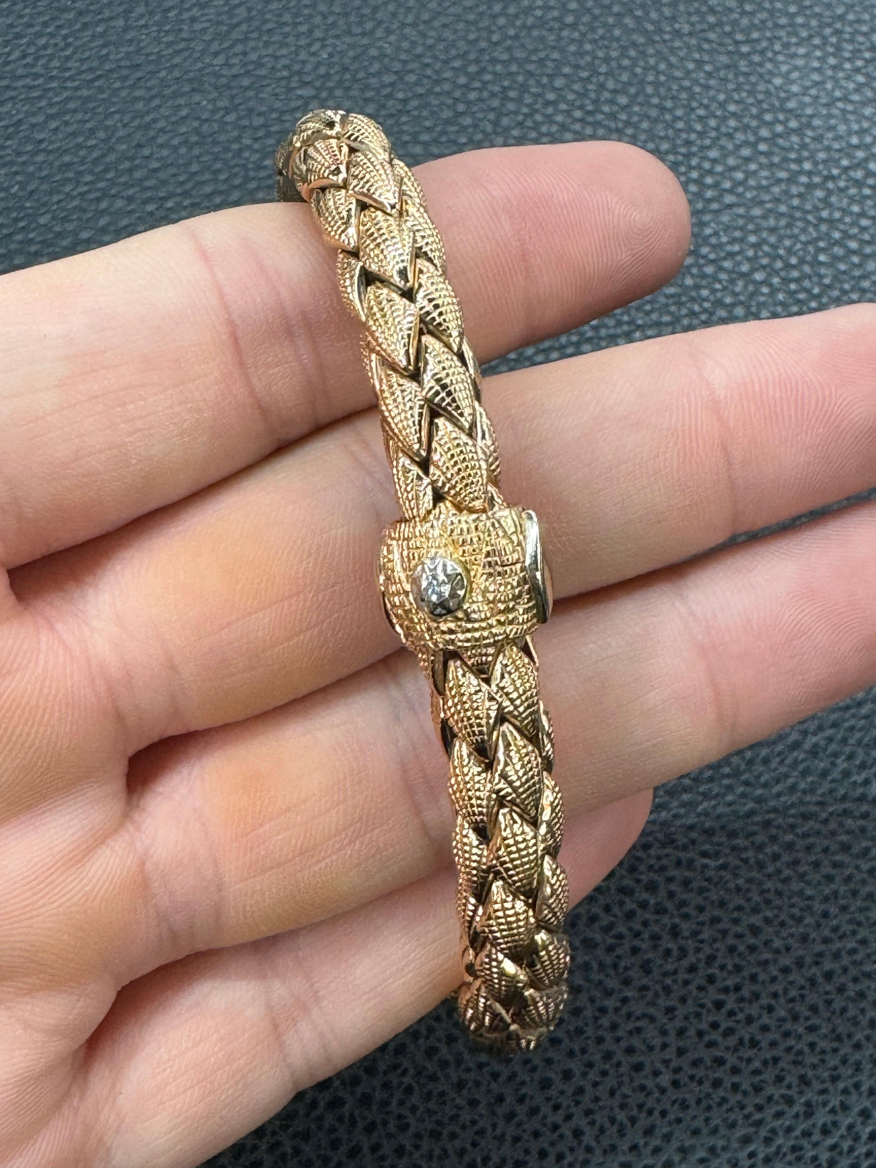 Chimento Bracelet jonc à motif serpent en or jaune 18 carats 32,4 grammes 8 mm 8 pouces en vente 5