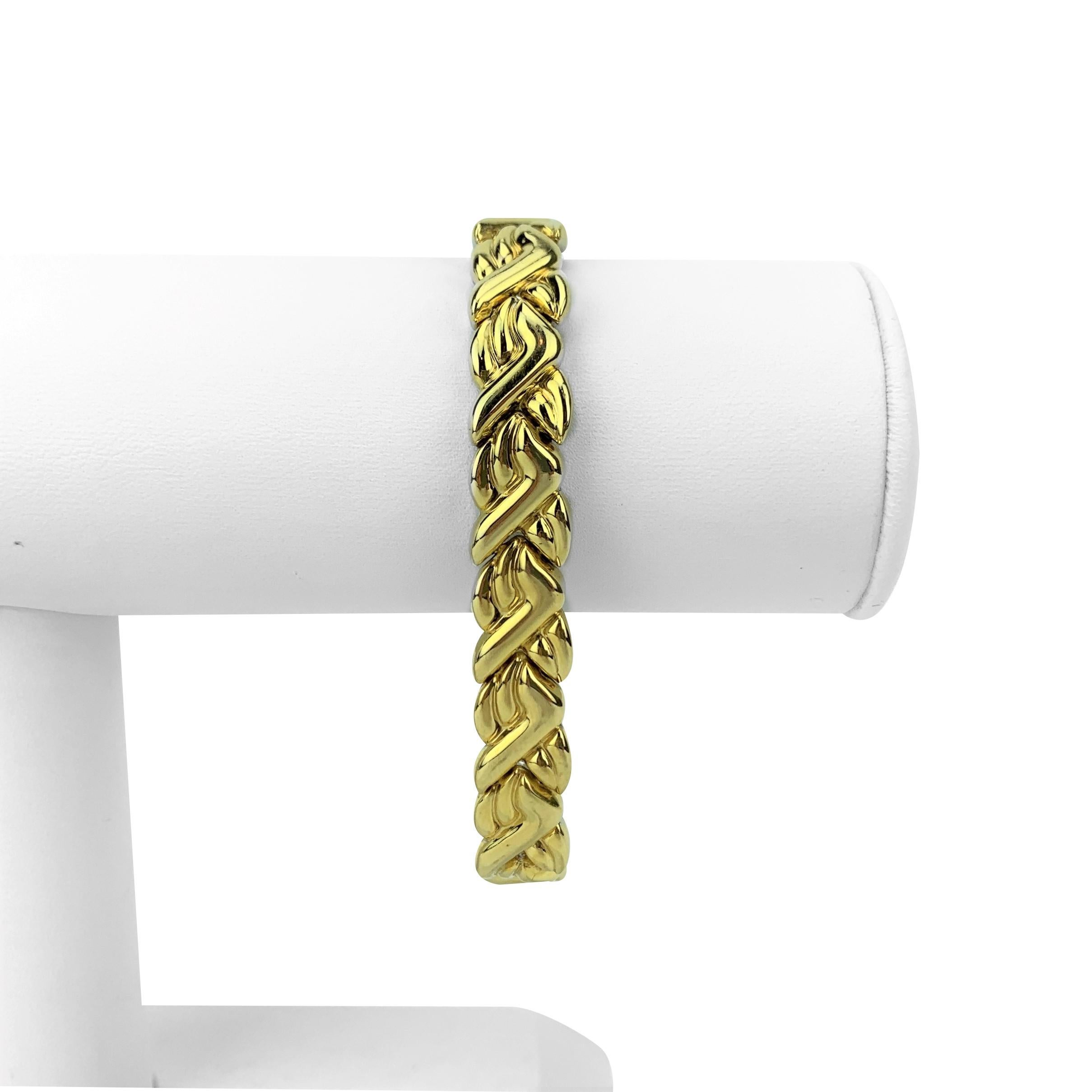 Chimento 18k Yellow White Gold Reversible Ladies Fancy Link Bracelet Italy 8