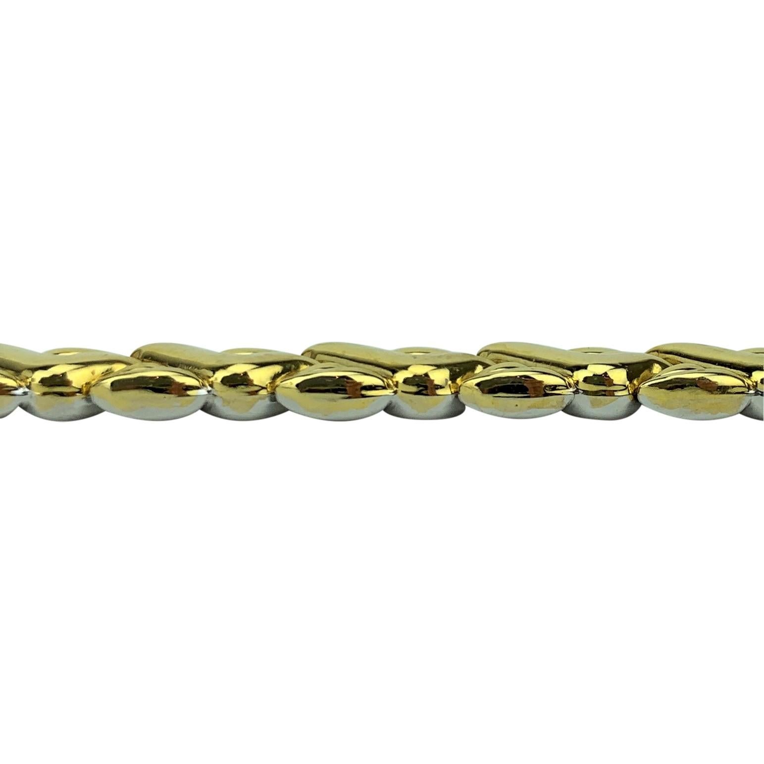 Chimento 18 Karat Yellow White Gold Reversible Ladies Fancy Link Bracelet In Good Condition In Guilford, CT