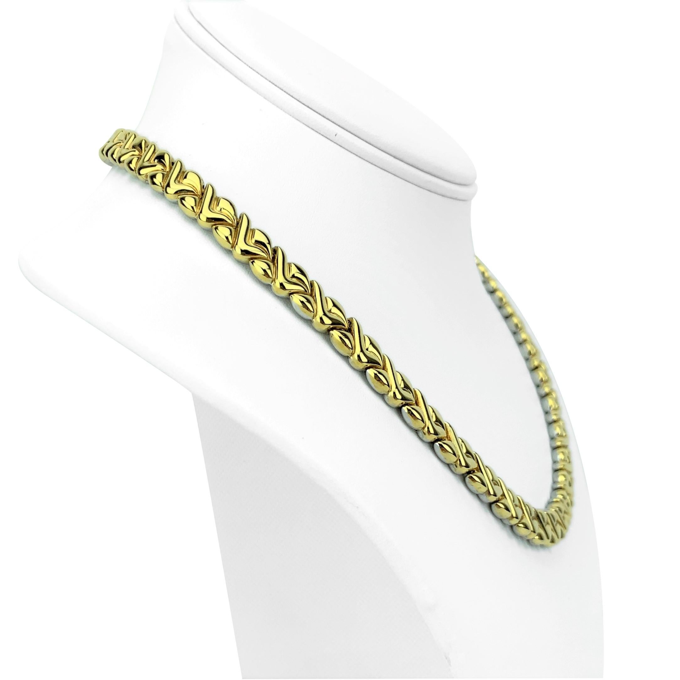 Chimento 18k Yellow White Gold Reversible Ladies Fancy Link Necklace Italy 18